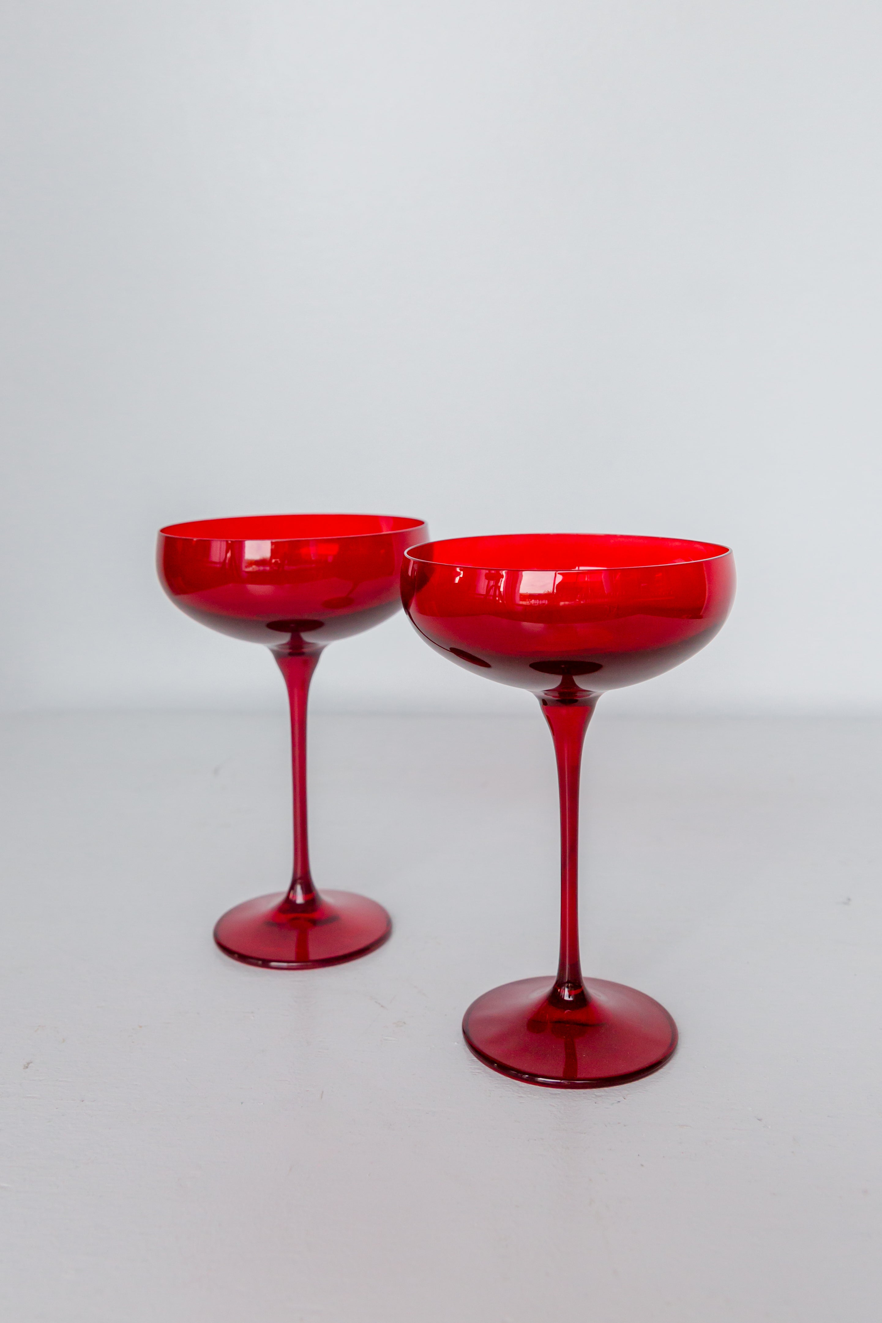 Estelle Colored Glass Estelle Colored Champagne Coupe Stemware - Set of 2 {Red}