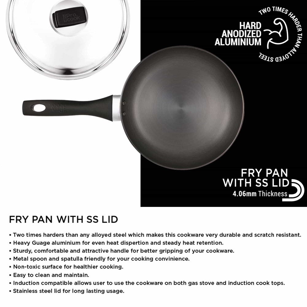 Hard Anodized Fry Pan With Stainless Steel Lid (Milton Procook) - view 4