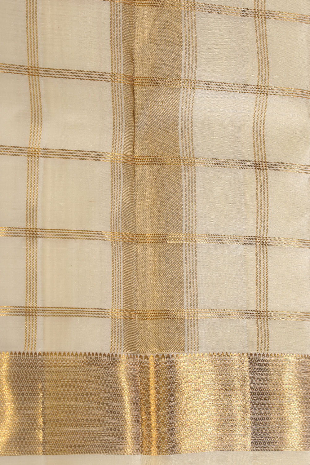 Kalanjali Kanchi Silk Ivory Cream Traditional Dhoti With Kanduva (8 X 4) - view 4