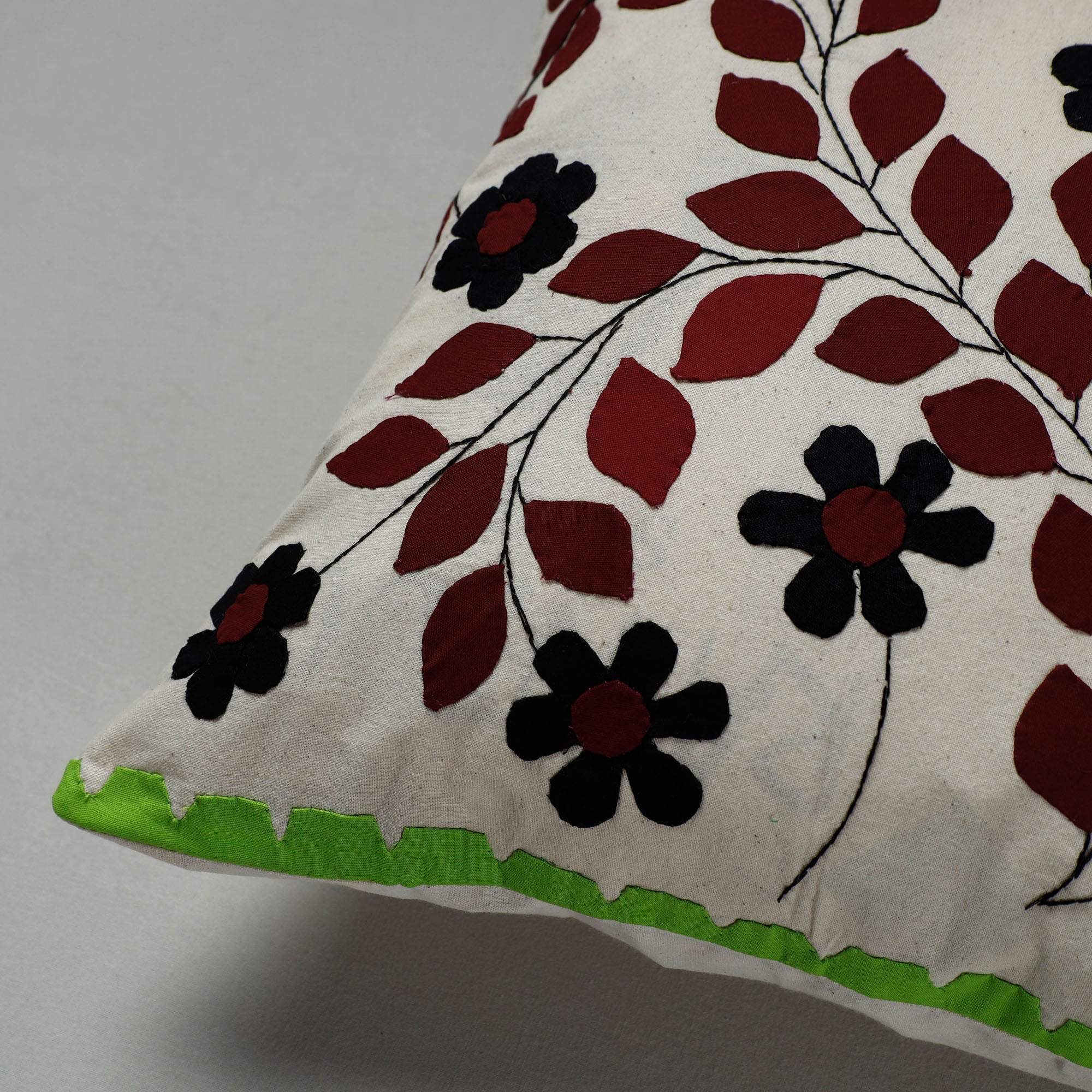 ASHOKA ASSEMBLE - CELEBRATING CRAFTS OF ODISHA Brown - Pipli Applique Work Cotton Cushion Cover (16 x 16 in) - view 2