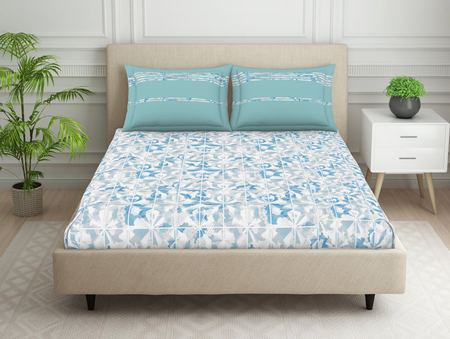 Spaces India Organic Textures Geometric 100% Cotton Double Bedsheet - Essentials by Spaces