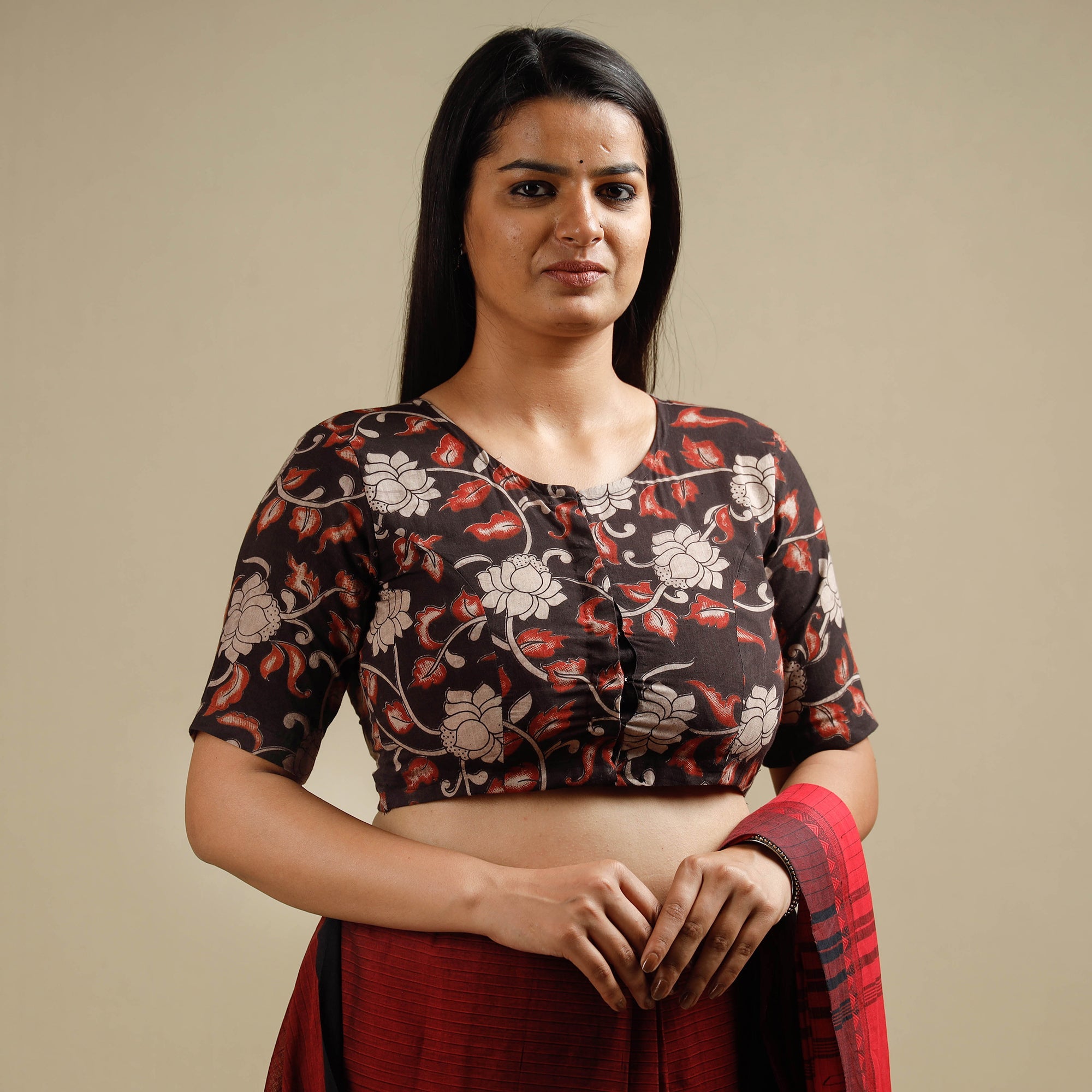 ITOKRI CASUALS Brown - Kalamkari Printed Cotton Stitched Blouse - view 2