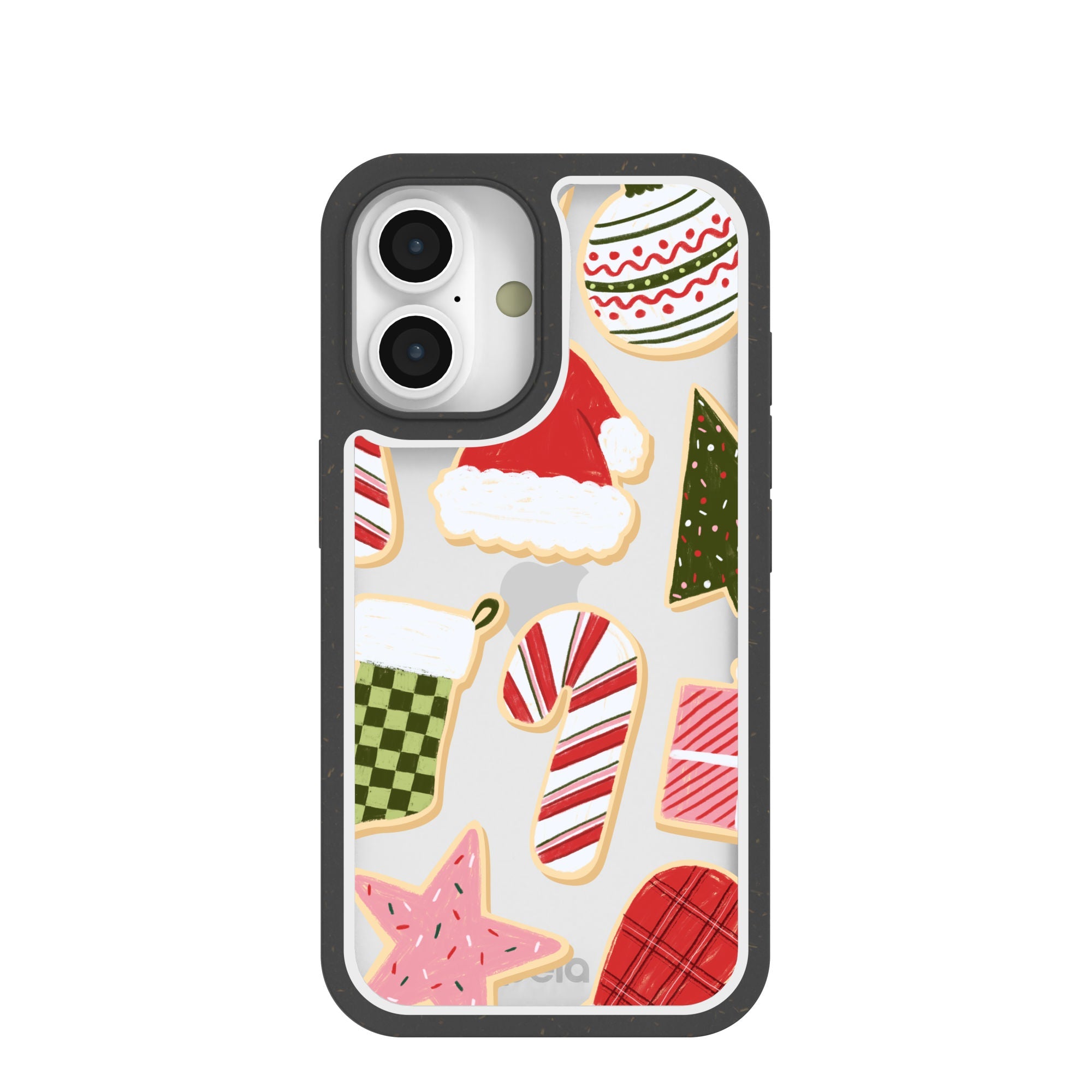 BlackTree Clear Festive Cookies iPhone 16 Case With Black Ridge