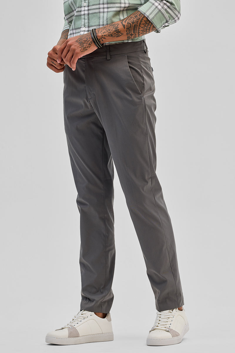 SNITCH Grey Slim Fit Chinos