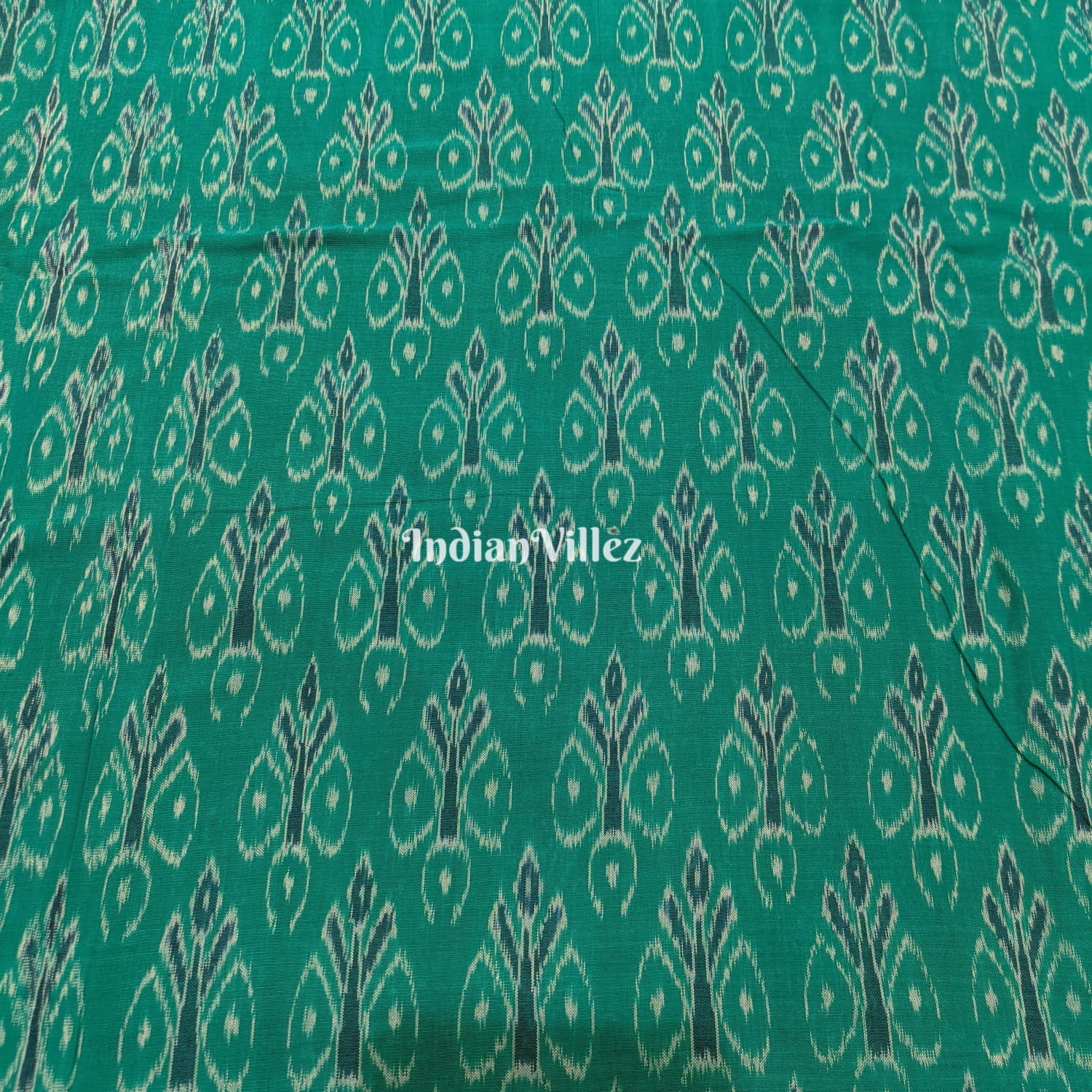 IndianVillèz Green Odisha Ikat Sambalpuri Cotton Fabric - view 2