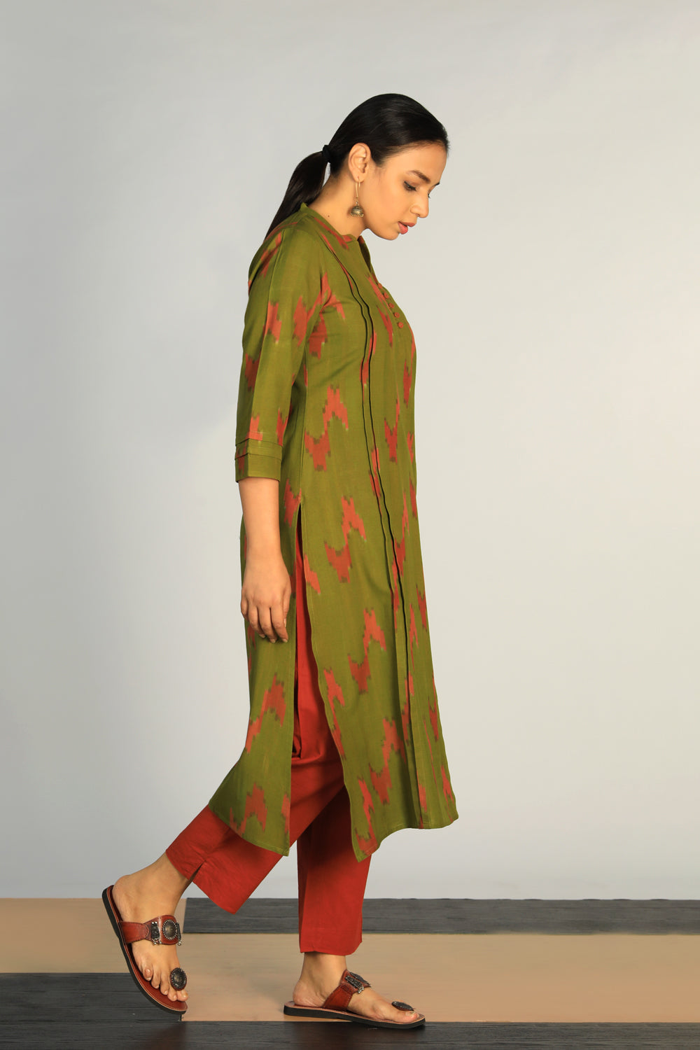 Kalanjali Ethnics Cotton Pochampally Ikat kurti - view 2