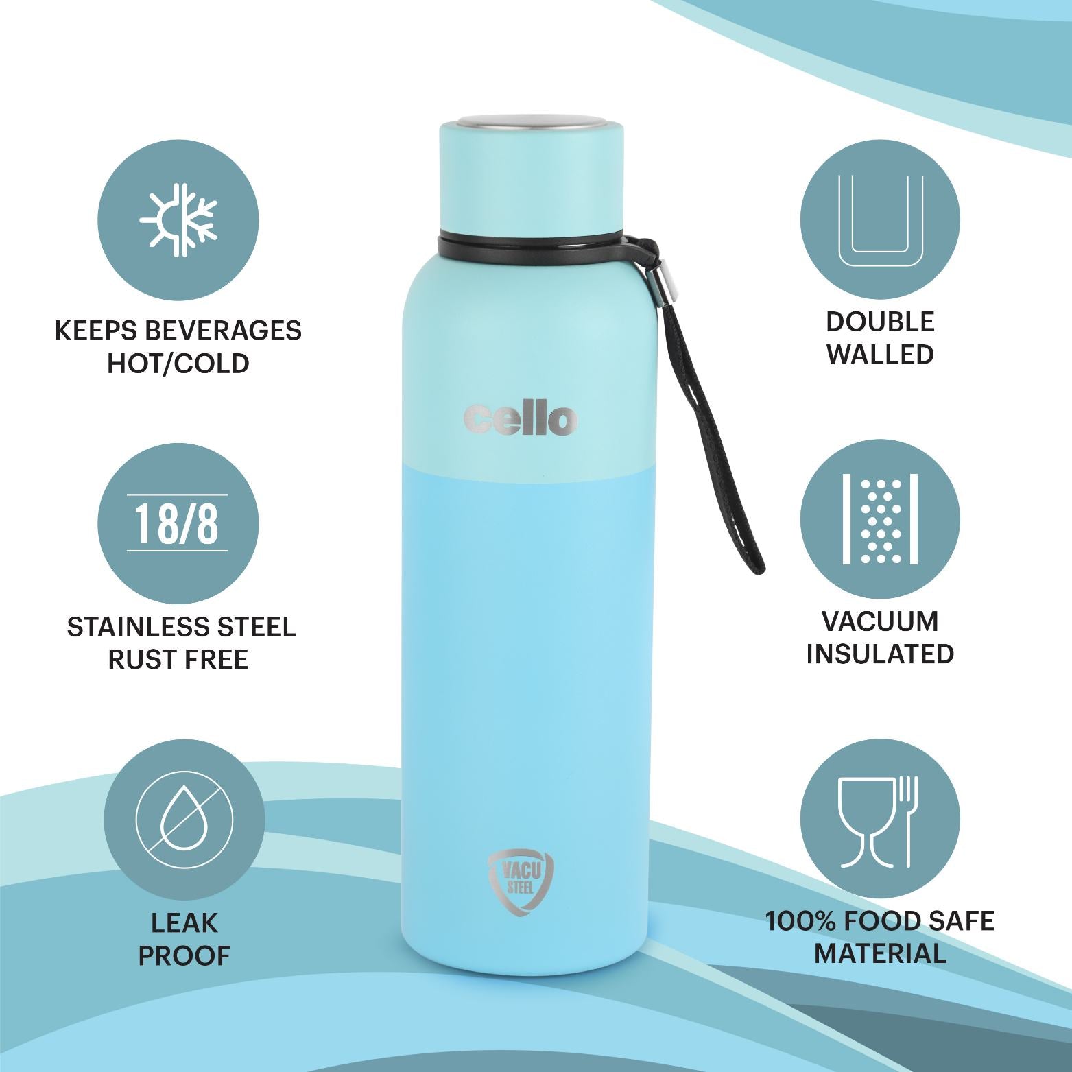 Cello Neo Kent Flask, Vacusteel Water Bottle, 750ml - view 18