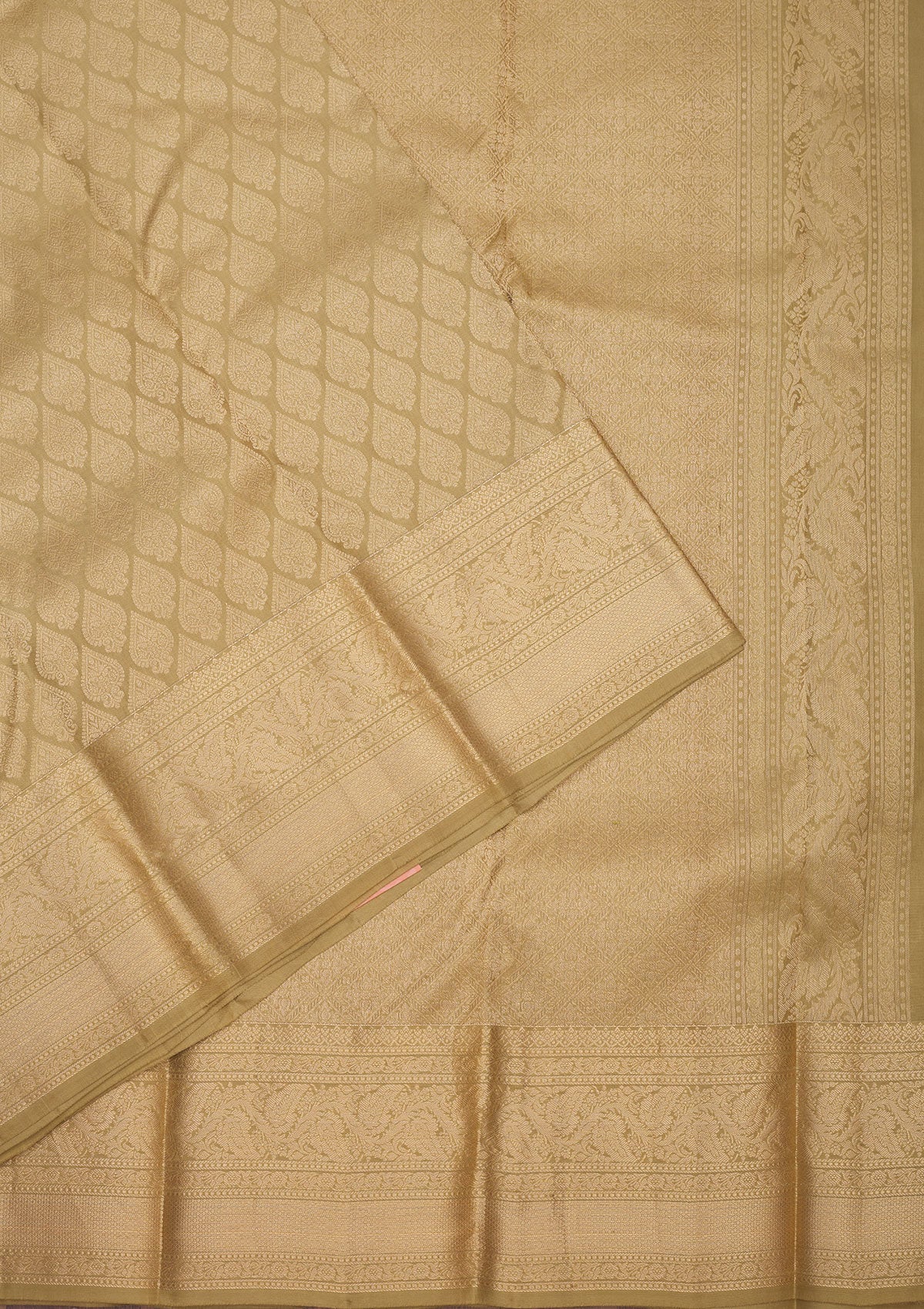 Koskii Beige Zariwork Pure Silk Saree – Women's - view 3
