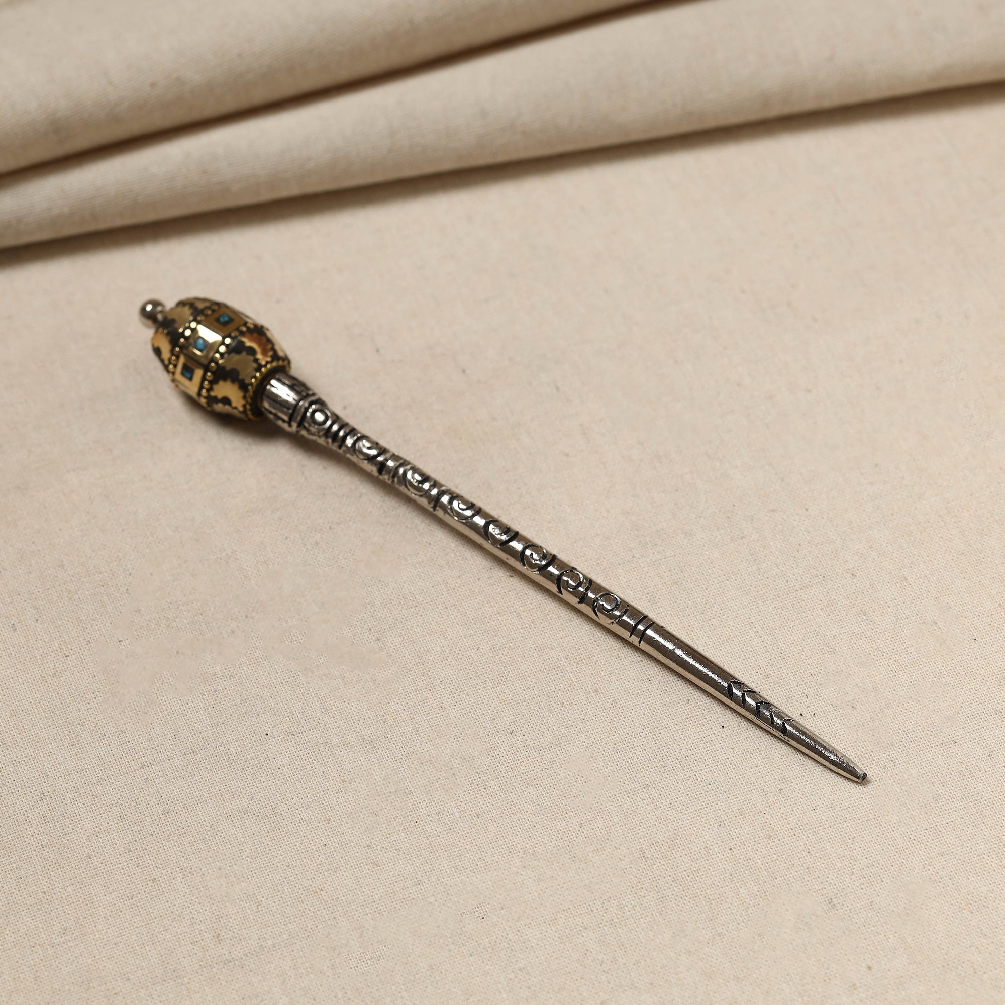 WHITE RIVER STORIES Antique Finish Oxidised German Silver Juda Stick
