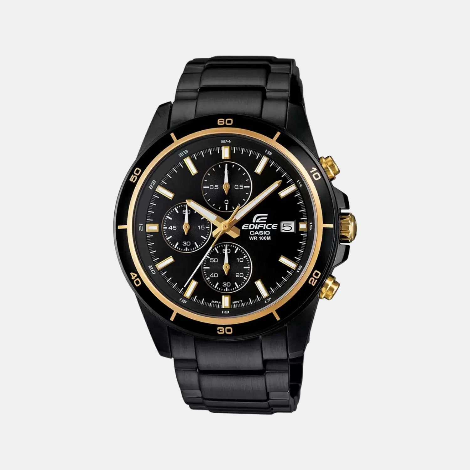 Casio Edifice Men Quartz Black Dial Chronograph Stainless Steel Watch EX208