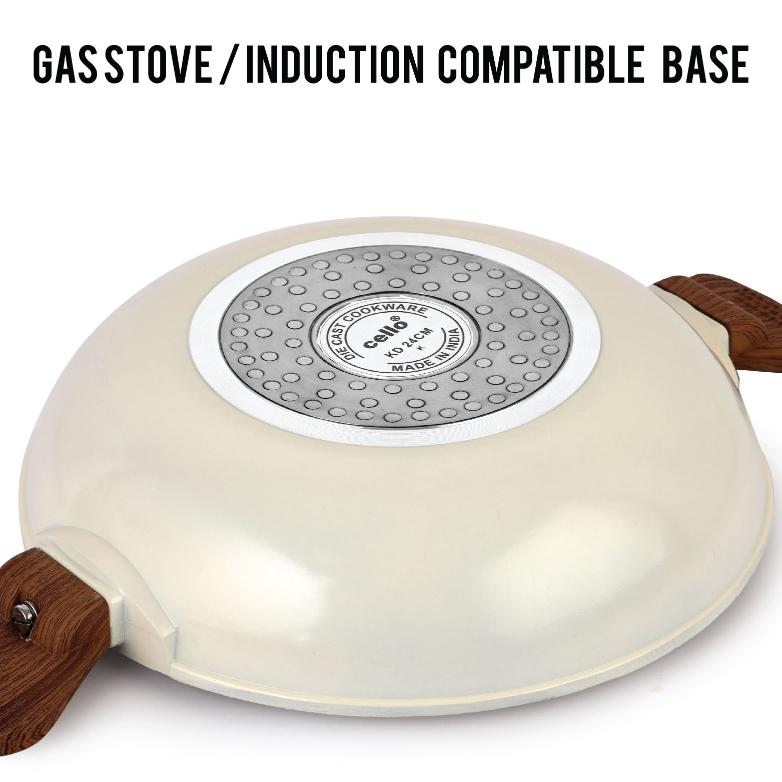 Cello Castello Die Cast Induction Base Kadai With Glass Lid - view 8
