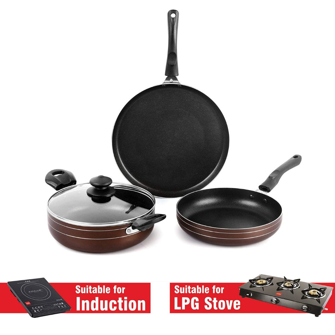 Cello Non-Stick Prima Induction Base Cookware Set, 3 Pieces - view 14