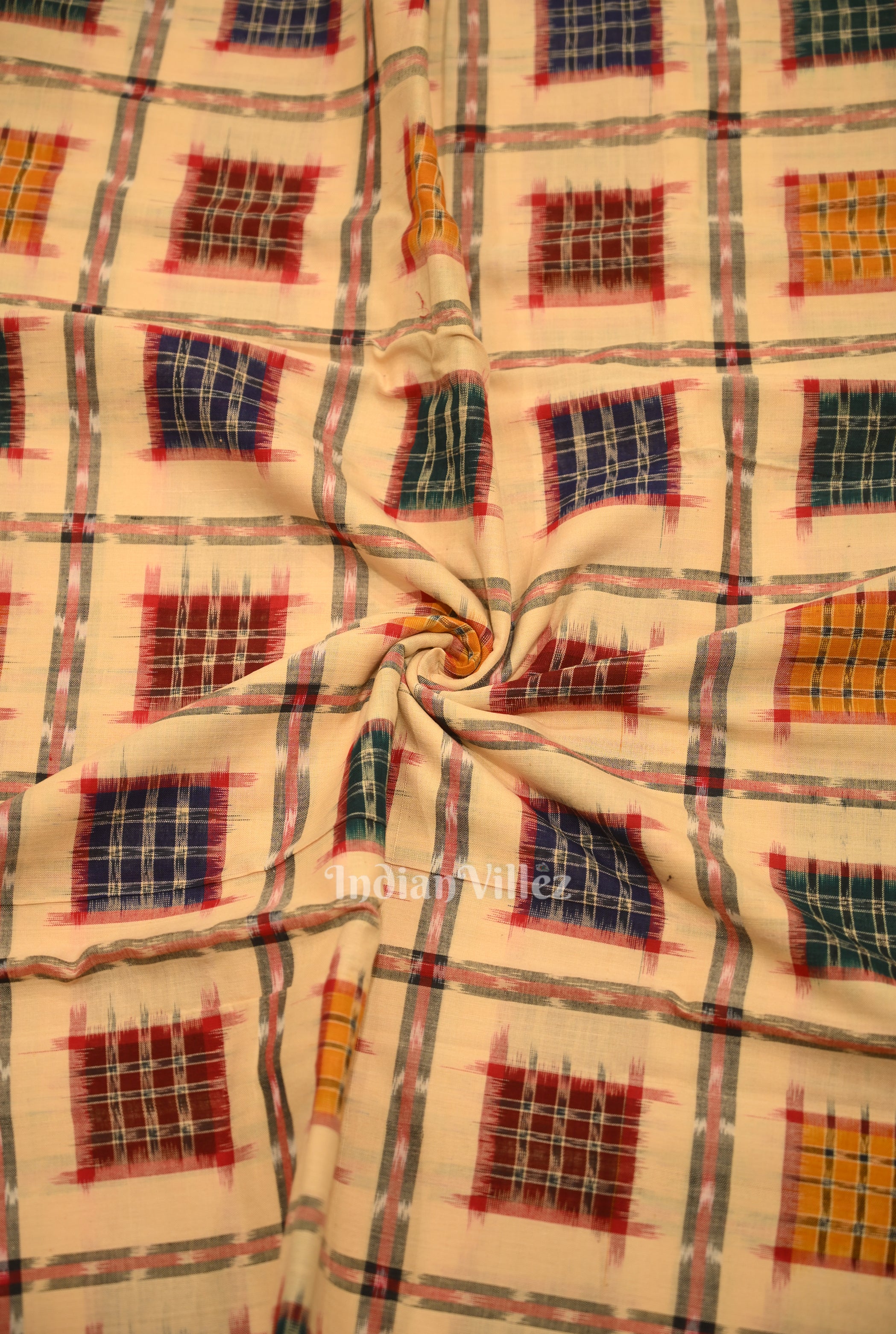 IndianVillèz Sandal Wood Ashwin Sambalpuri Ikat Cotton Fabric