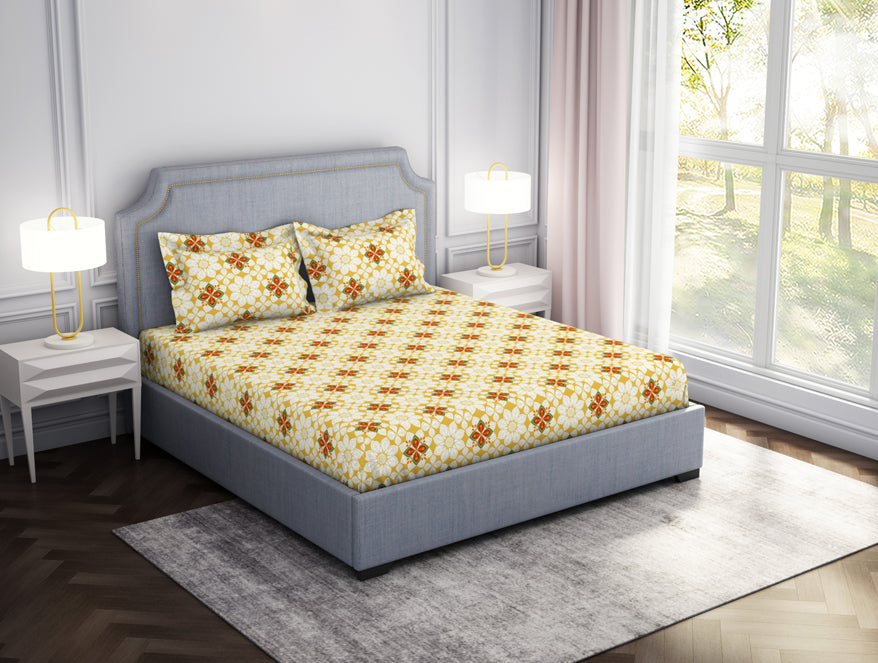Spaces India Floral Super Lemon - Yellow Microfibre Double Bedsheet - Adore By Welspun - view 2