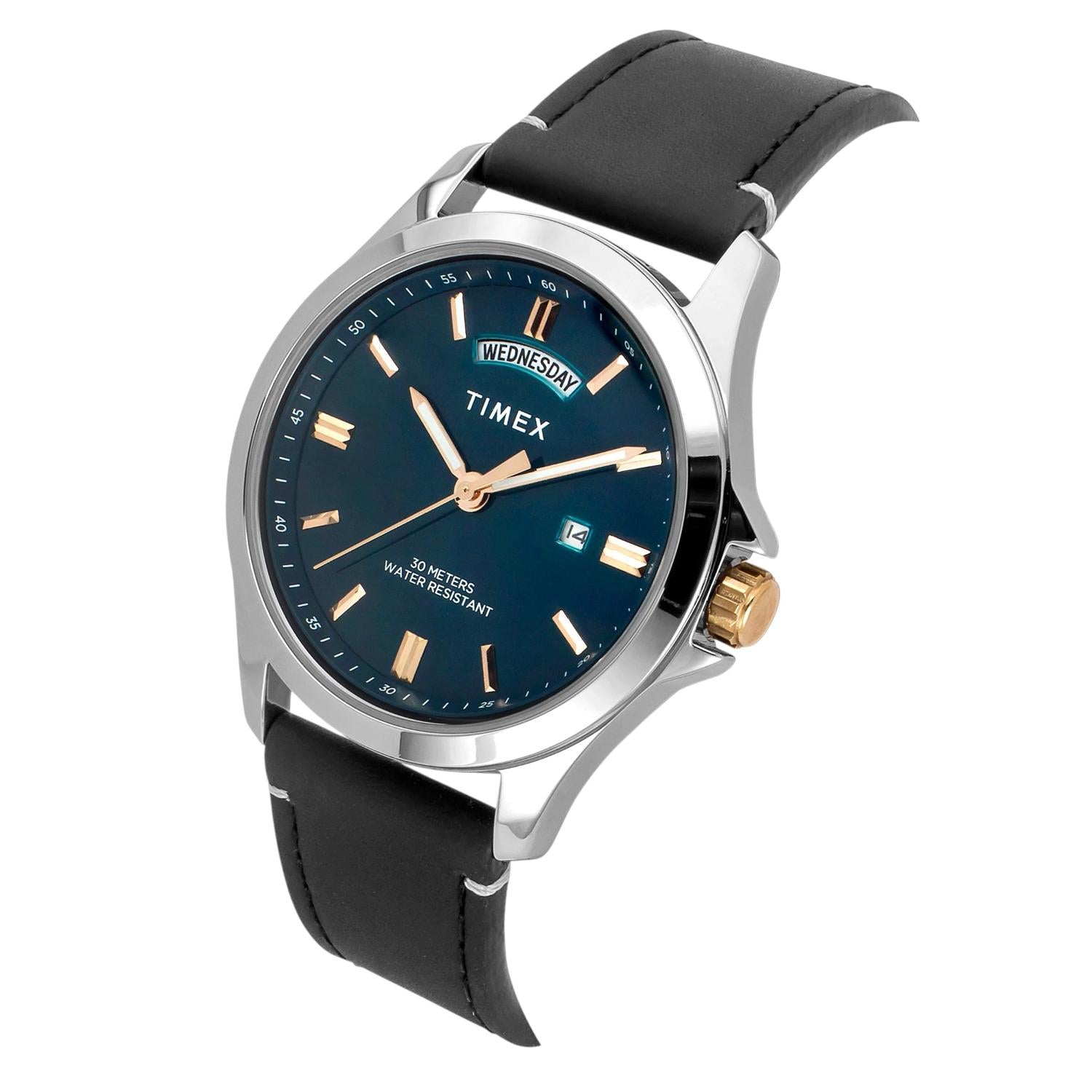 Timex Fashion Men Quartz Green Dial Analog Leather Watch TW000X139 - view 2