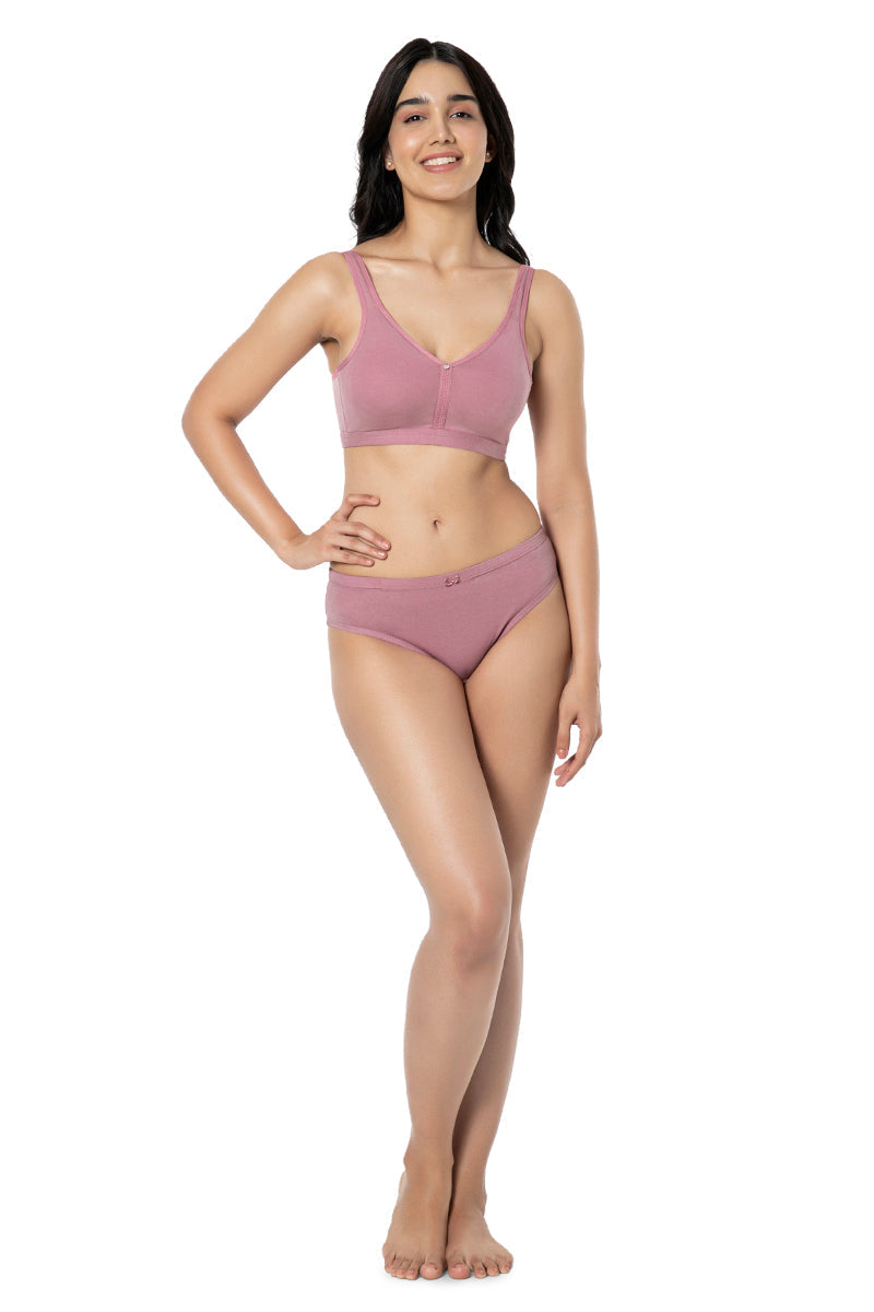 Amante Cotton Chic Support Solid Non Padded Non-Wired Bra - Mesa Rose - view 5