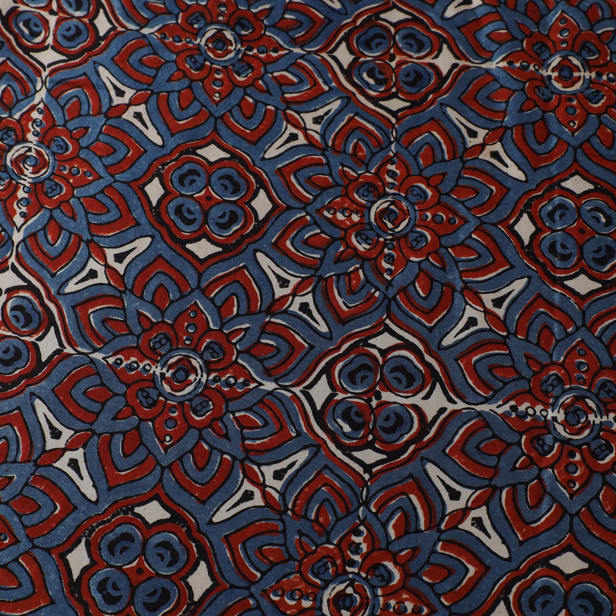 AJRAKH BY JABBAR KHATRI Blue - Ajrakh Block Printed Modal Silk Fabric from Kutch 20 - view 4