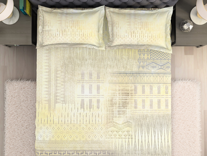 Spaces India Geometric Beige 100% Cotton King Size Bedsheet Organic Cotton - By Spaces - view 4