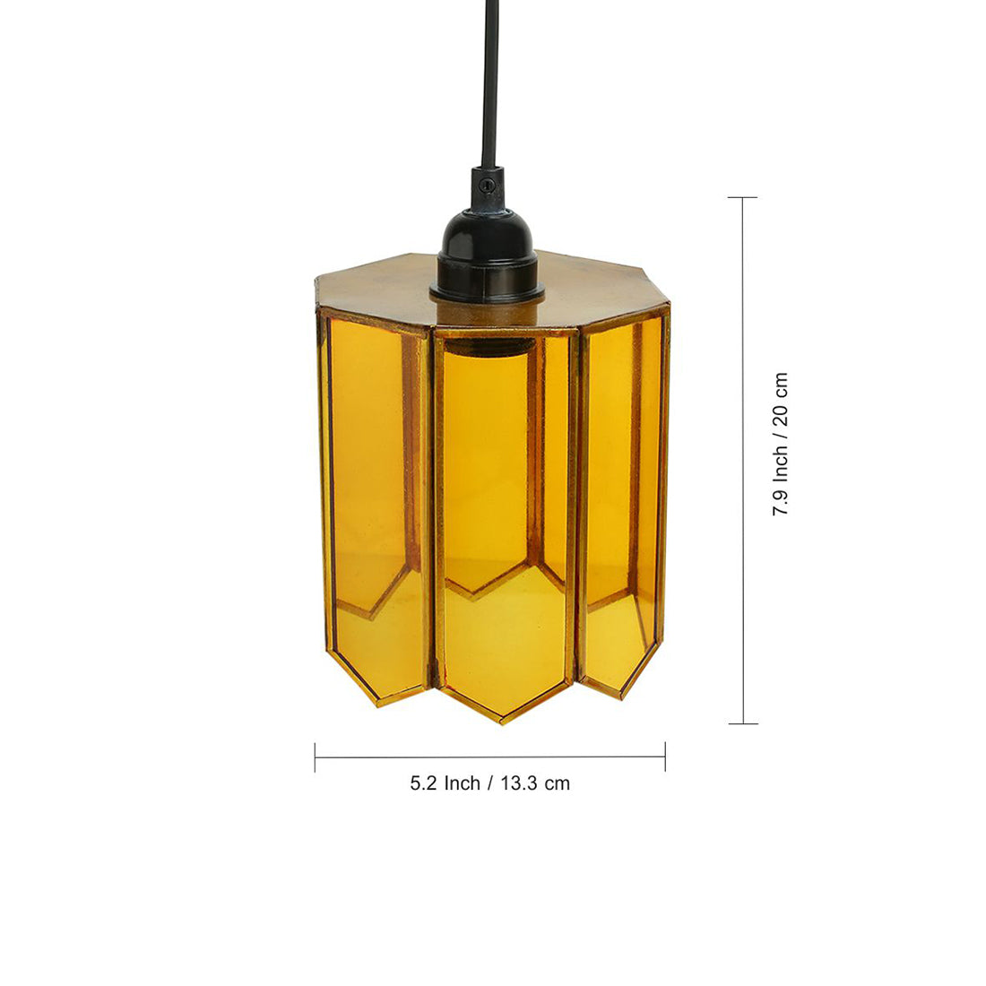 EXCLUSIVELANE 'Glass Glimmers' Handcrafted Cylindrical Hanging Pendant Lamp in Glass & Iron (8 Inch) - view 4