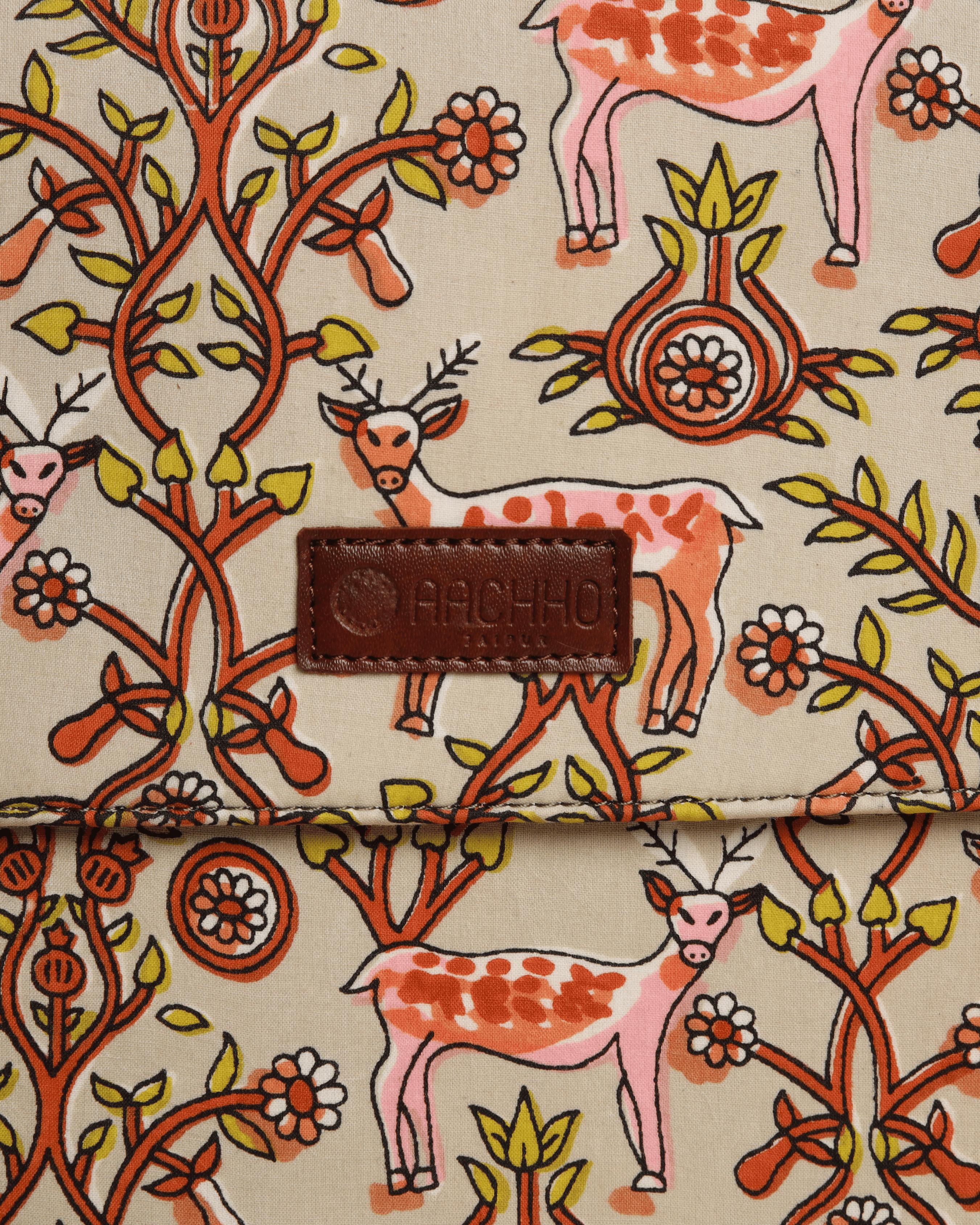 Aachho Ivory Meadows Handblock Laptop Sleeve - view 3