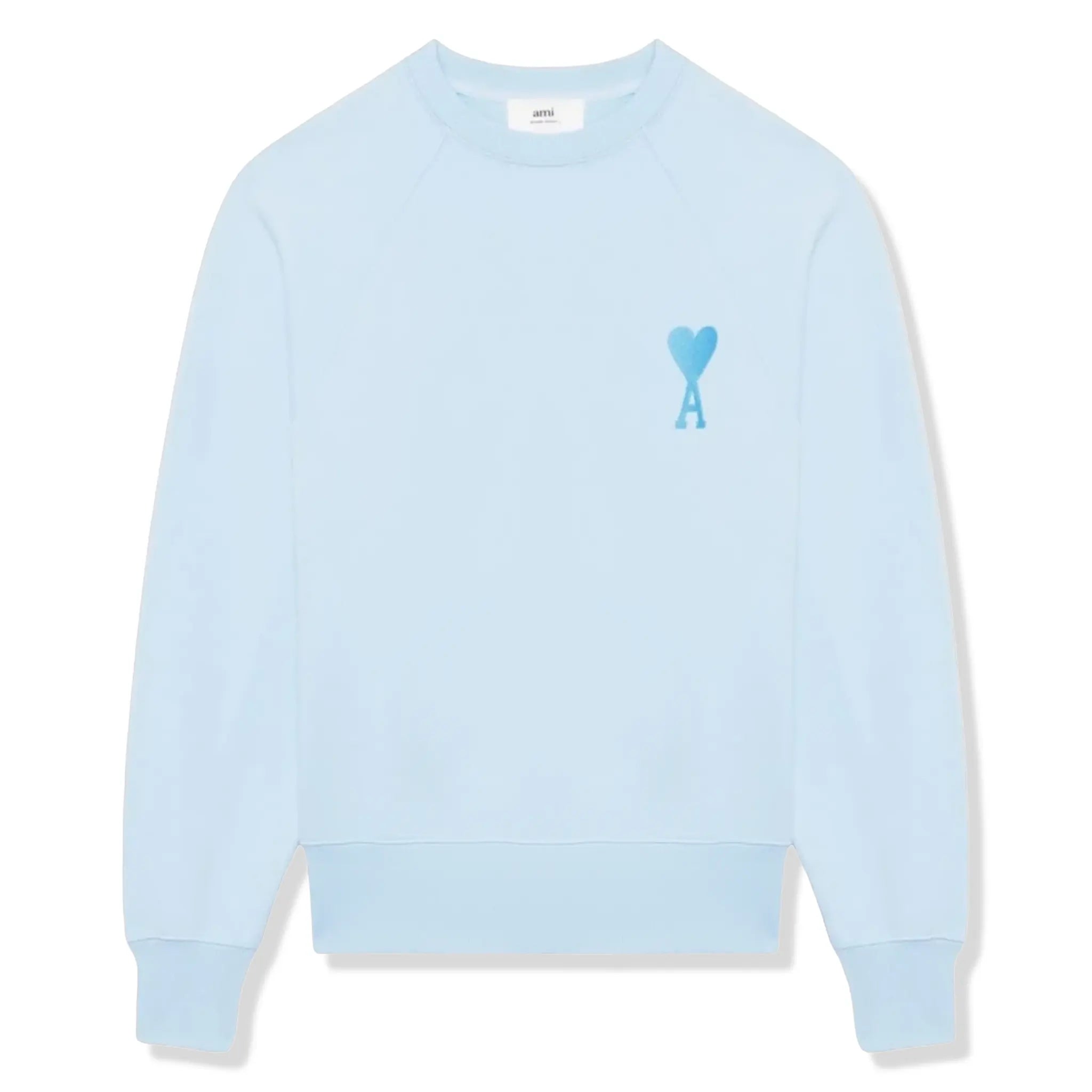 Ami Paris Ami De Coeur Tonal Boxy Fit Sky Blue Sweatshirt