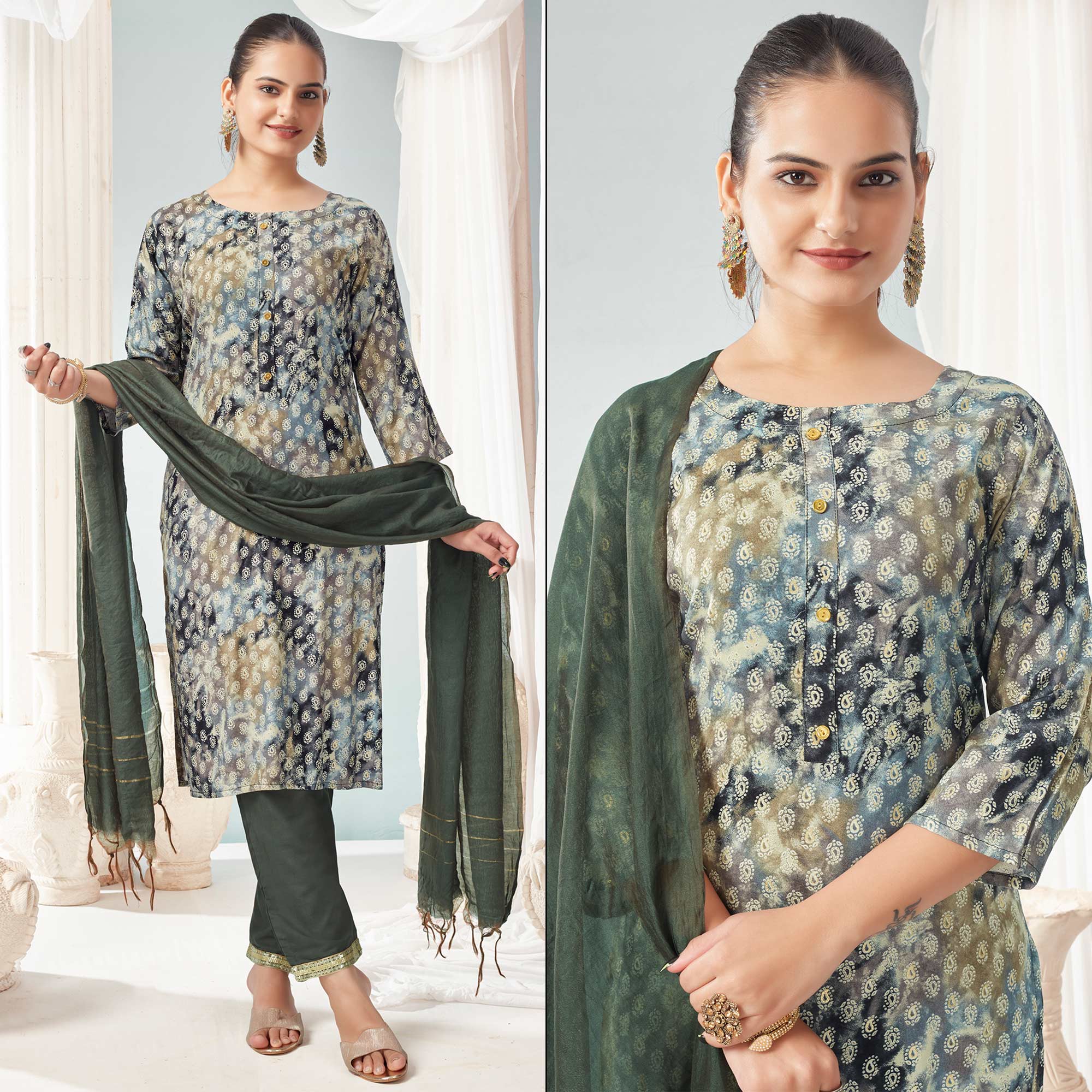Grey suits – BlackTree grey-paisley-foil-printed-rayon-suit