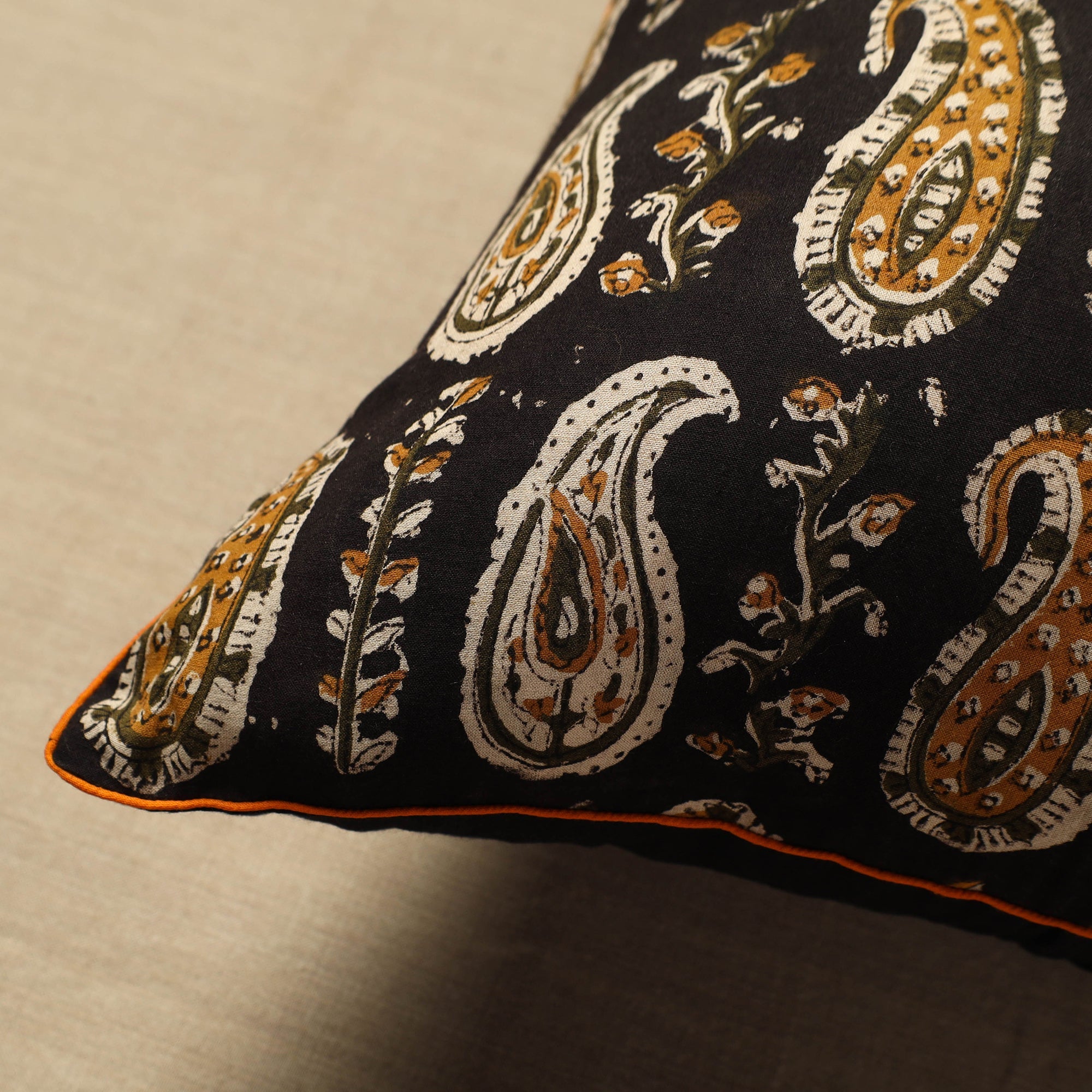 NOORI BAZAR Black - Cotton Block Printed Bagru Cushion Cover (16 x 16 in) 36 - view 2