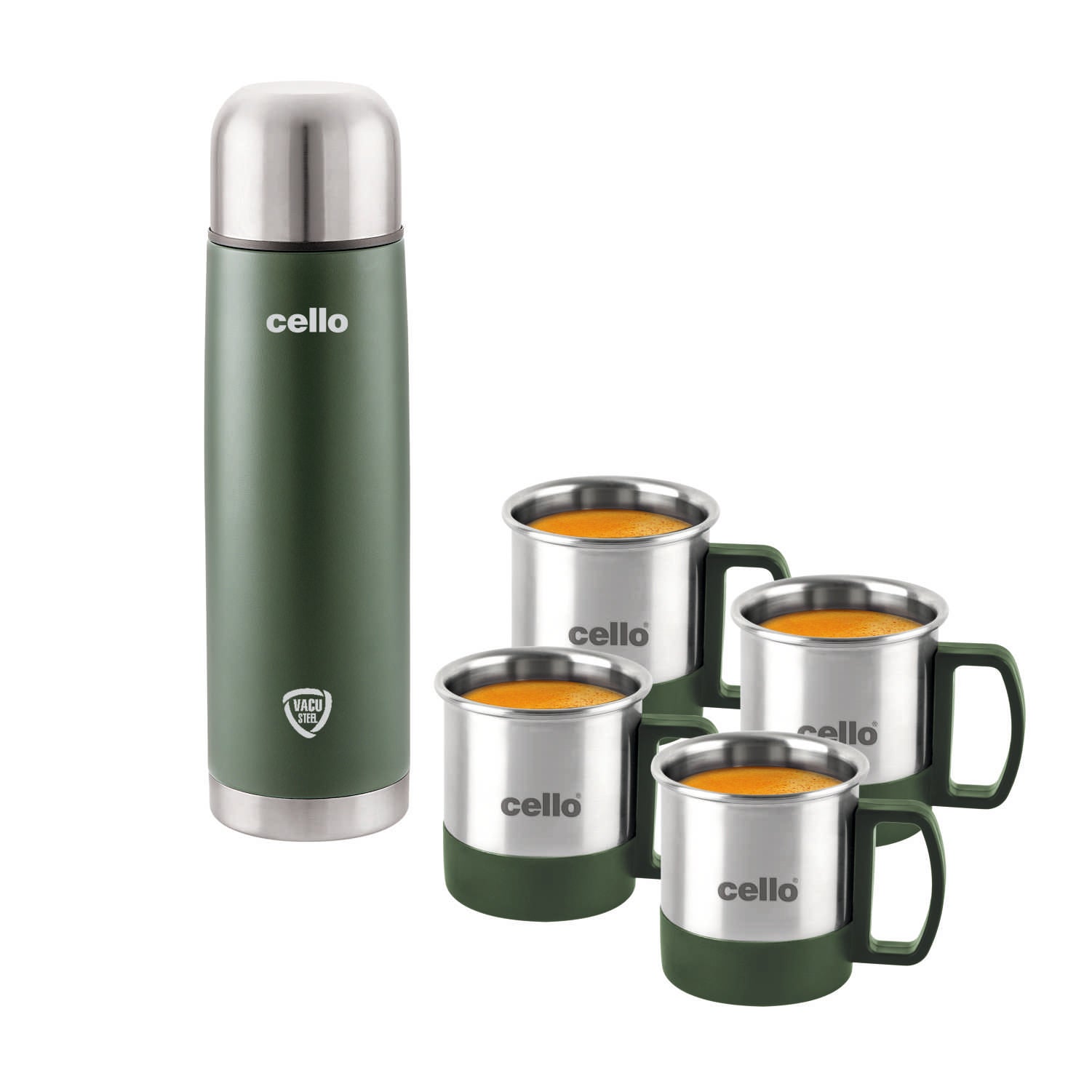 Cello Duro Imperial Vacusteel Flask with Mugs Gift Set, 5 Pieces - view 2