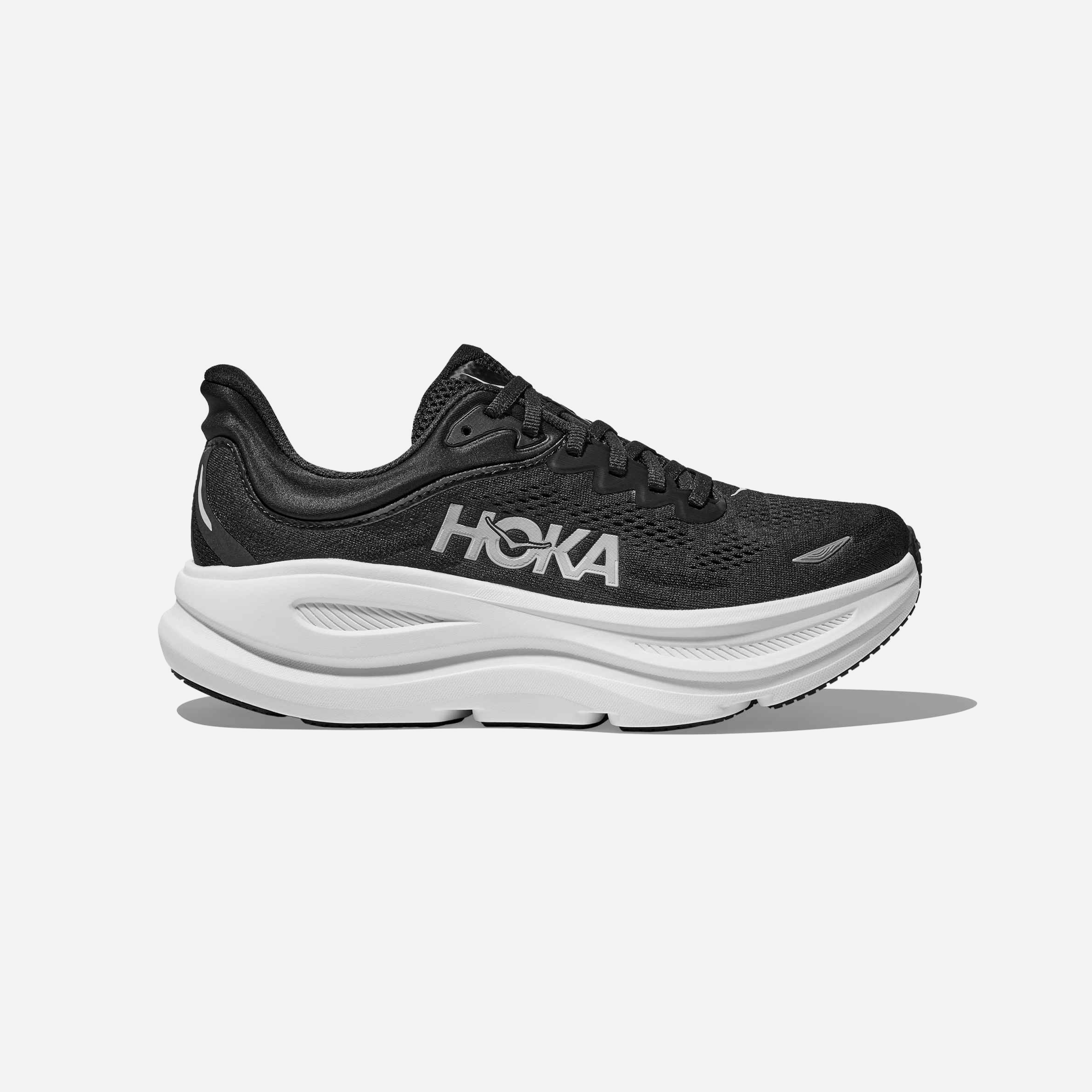 Hoka Bondi 9 Black White Wide WMNS