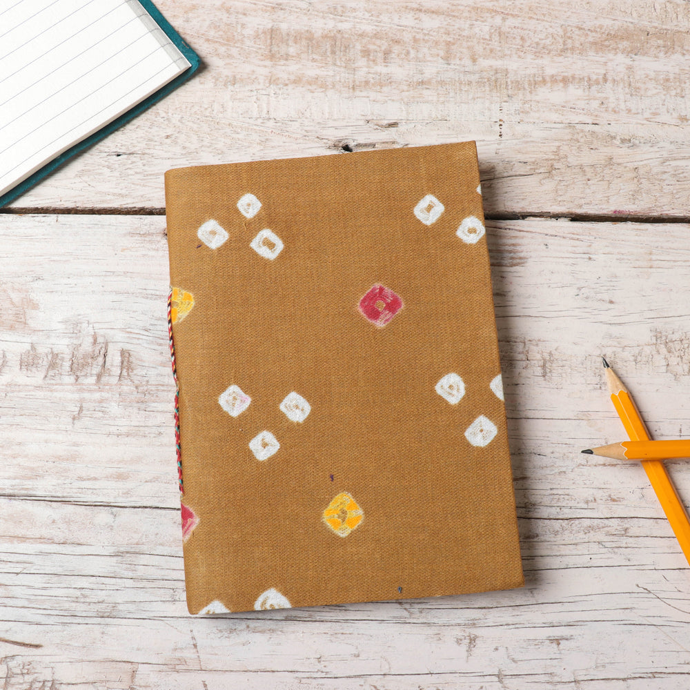 BINDAAS UNLIMITED Brown - Bandhani Cover Handmade Ruled Paper Notebook (7 x 5 in)