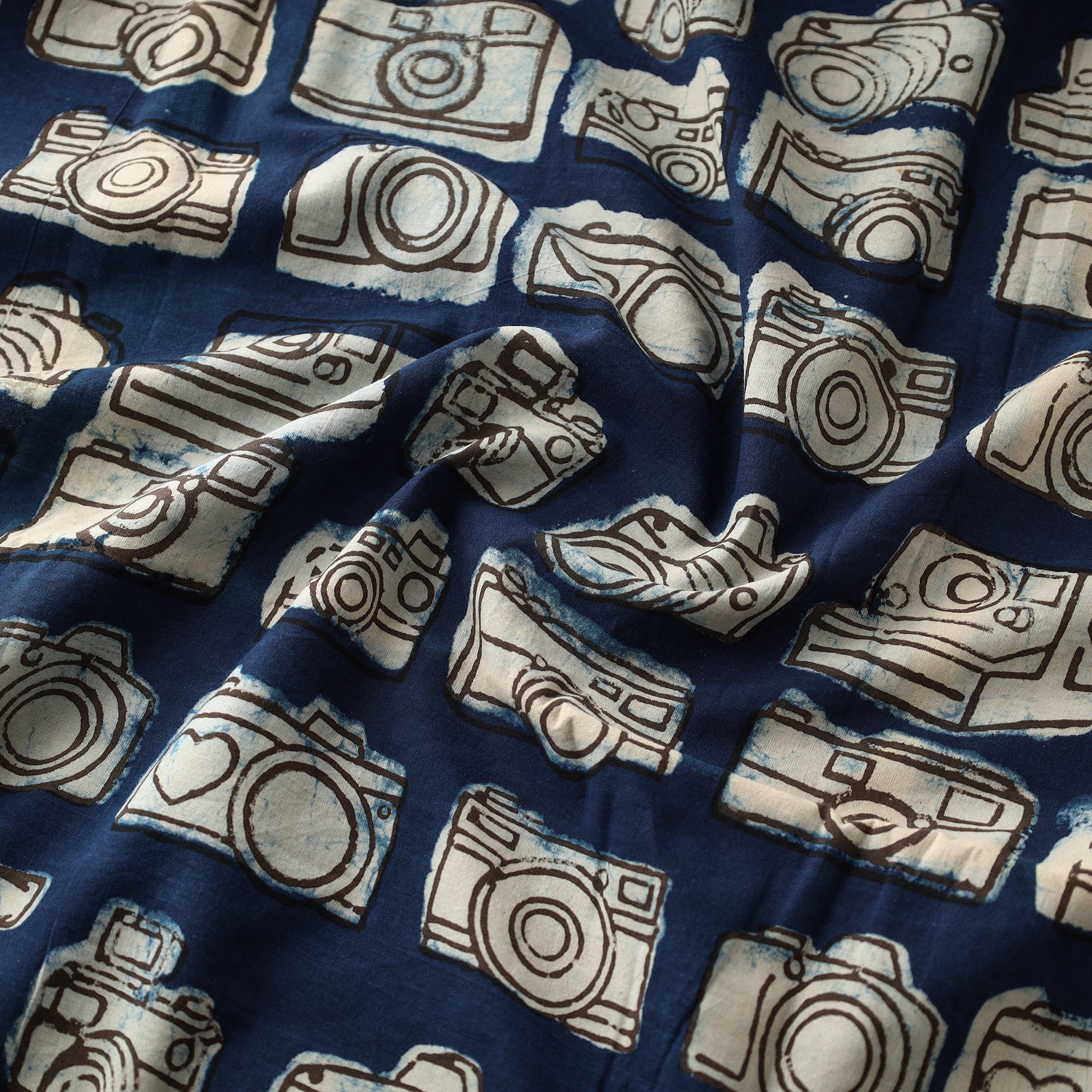 BINDAAS UNLIMITED रोल कैमरा Action - Dark Sky Blue Bindaas Block Print Cotton Fabric 08 - view 2