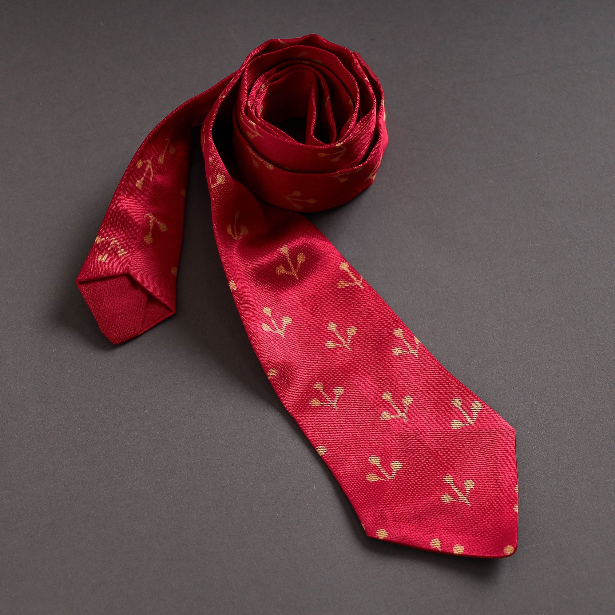 JALPARI Block Printed Mashru Silk Handmade Necktie for Men - view 2