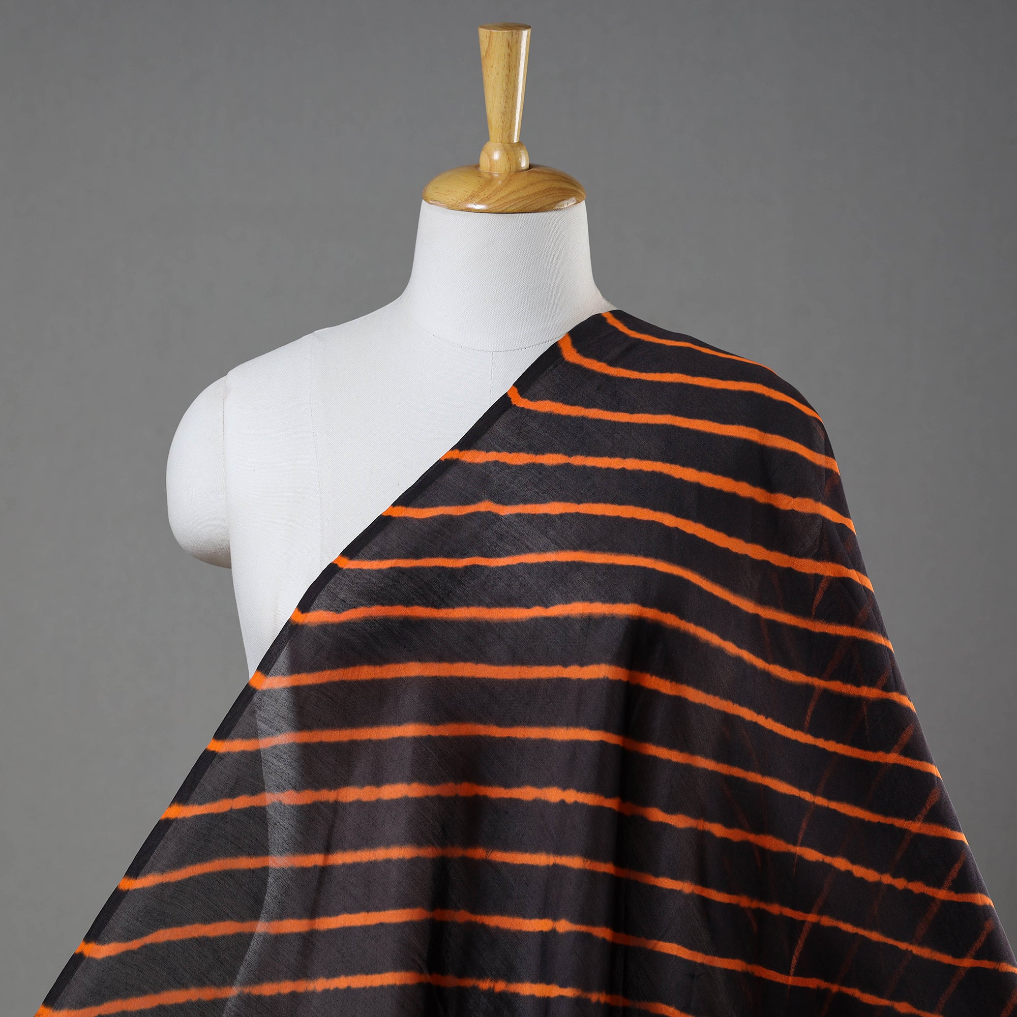 LEHARIYA BY BADSHAH MIYAN Black - Multicolour Leheriya Tie-Dye Chanderi Silk Fabric 16