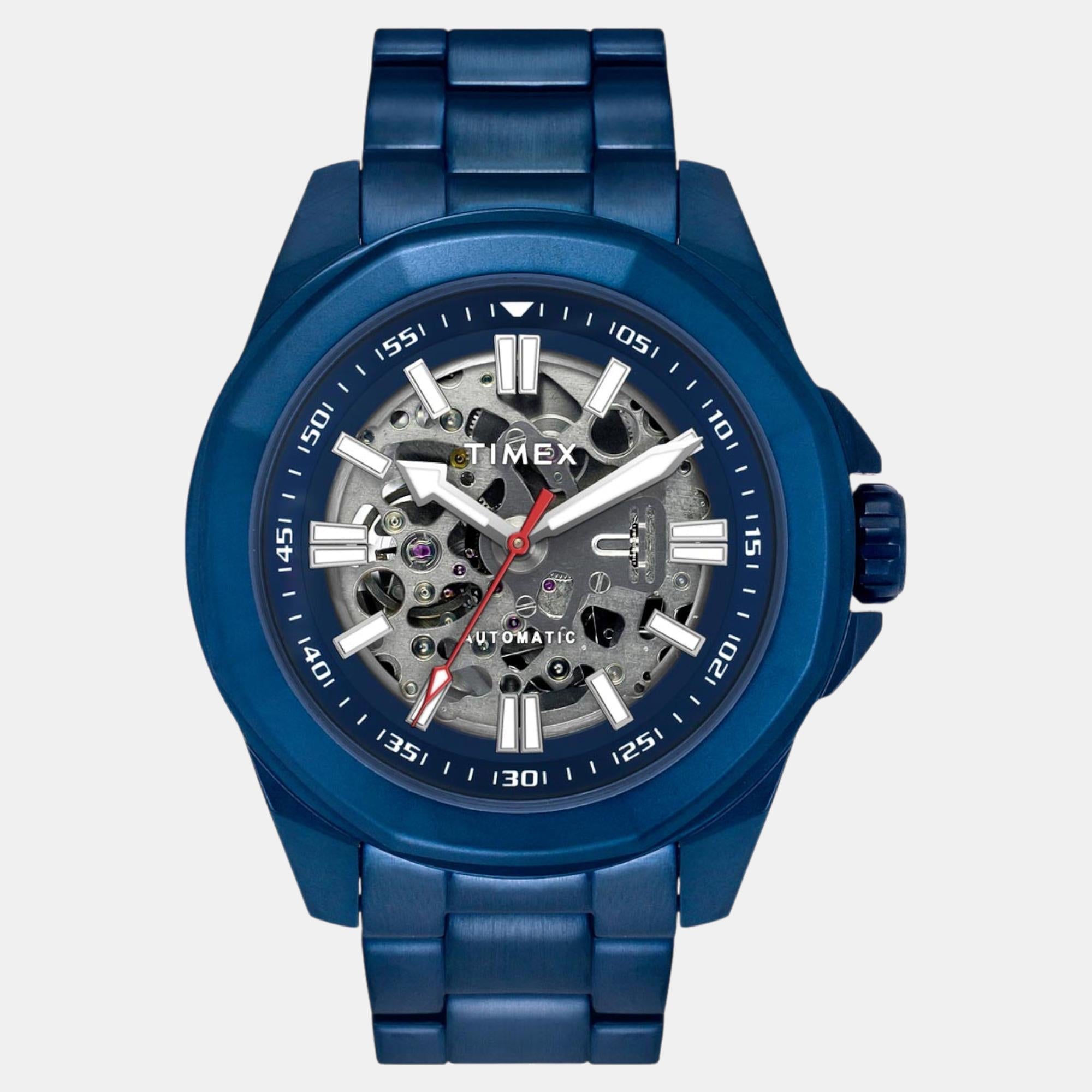 Timex E Class Men Automatic Blue Dial Analog Stainless Steel Watch TWEG24104