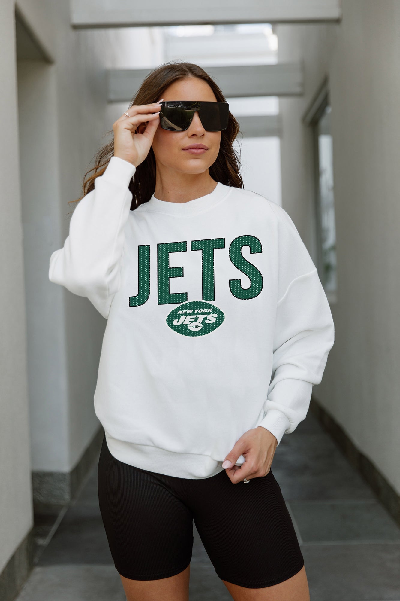 GC X NFL New York Jets Just Go With It Premium Fleece Drop Shoulder Crewneck Pullover