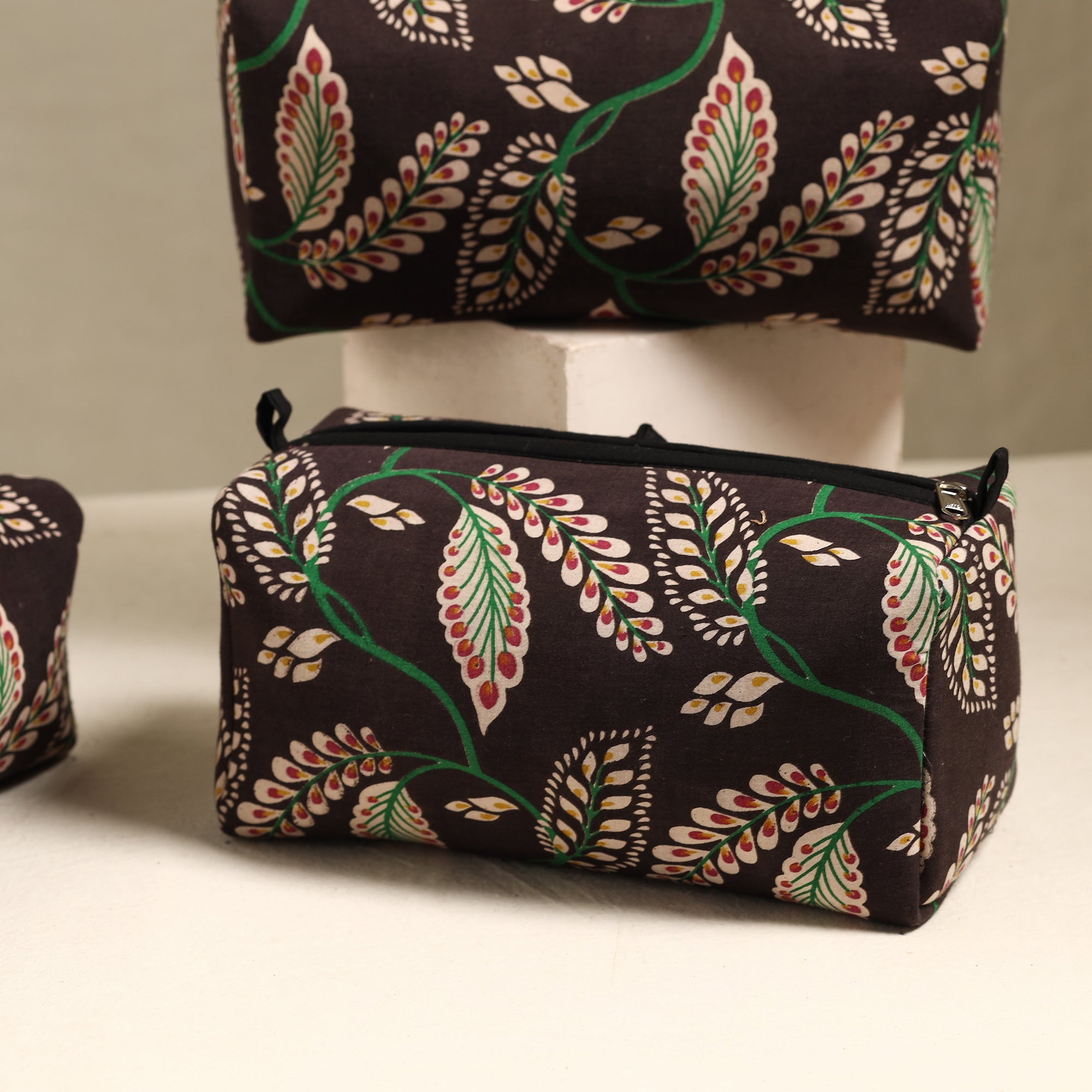 ITOKRI CRAFTS INITIATIVE Brown - Handmade Cotton Toiletry Bags (Set of 3) 127 - view 2
