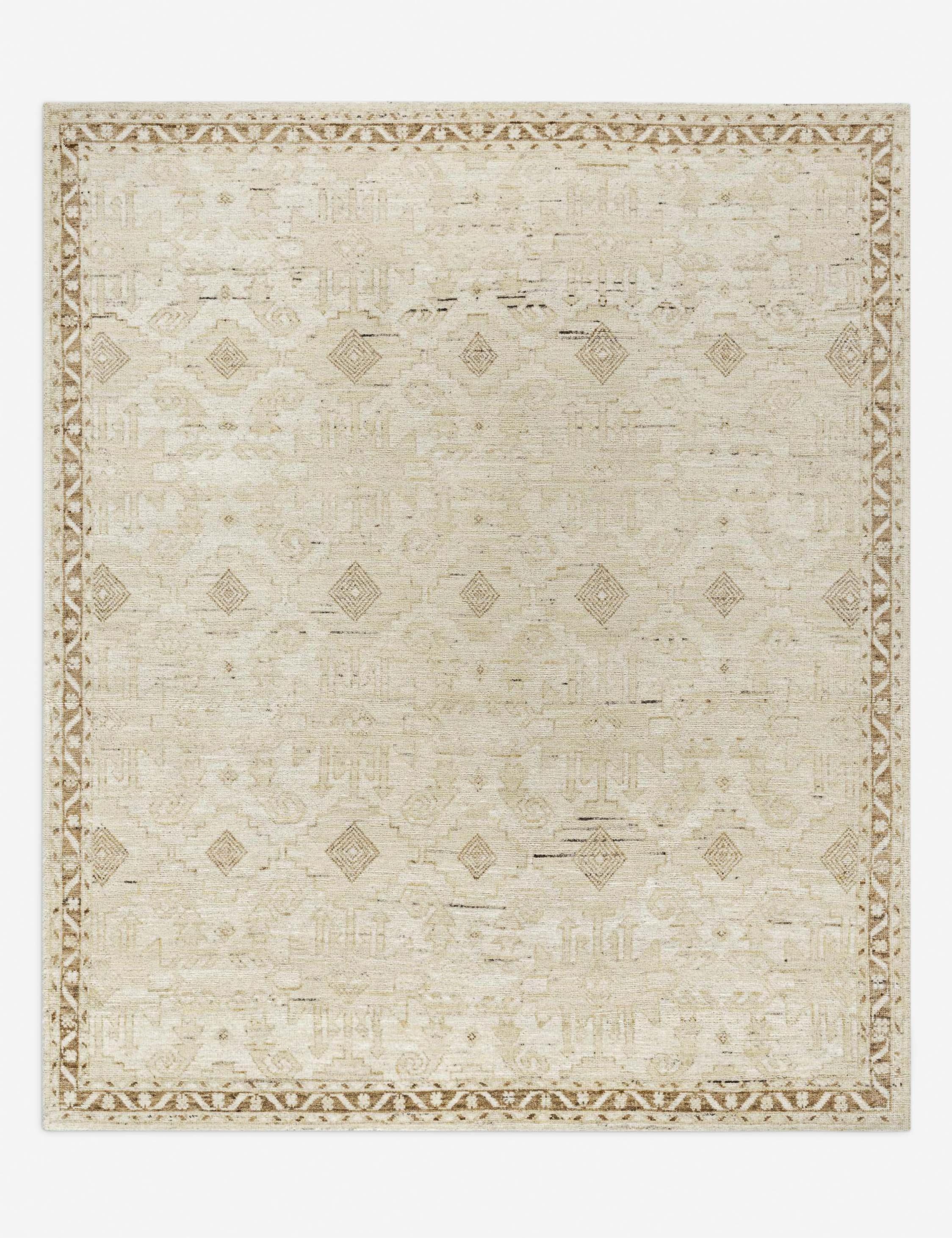 Lulu and Georgia Resi Hand-Knotted Wool Rug – Ivory and Taupe