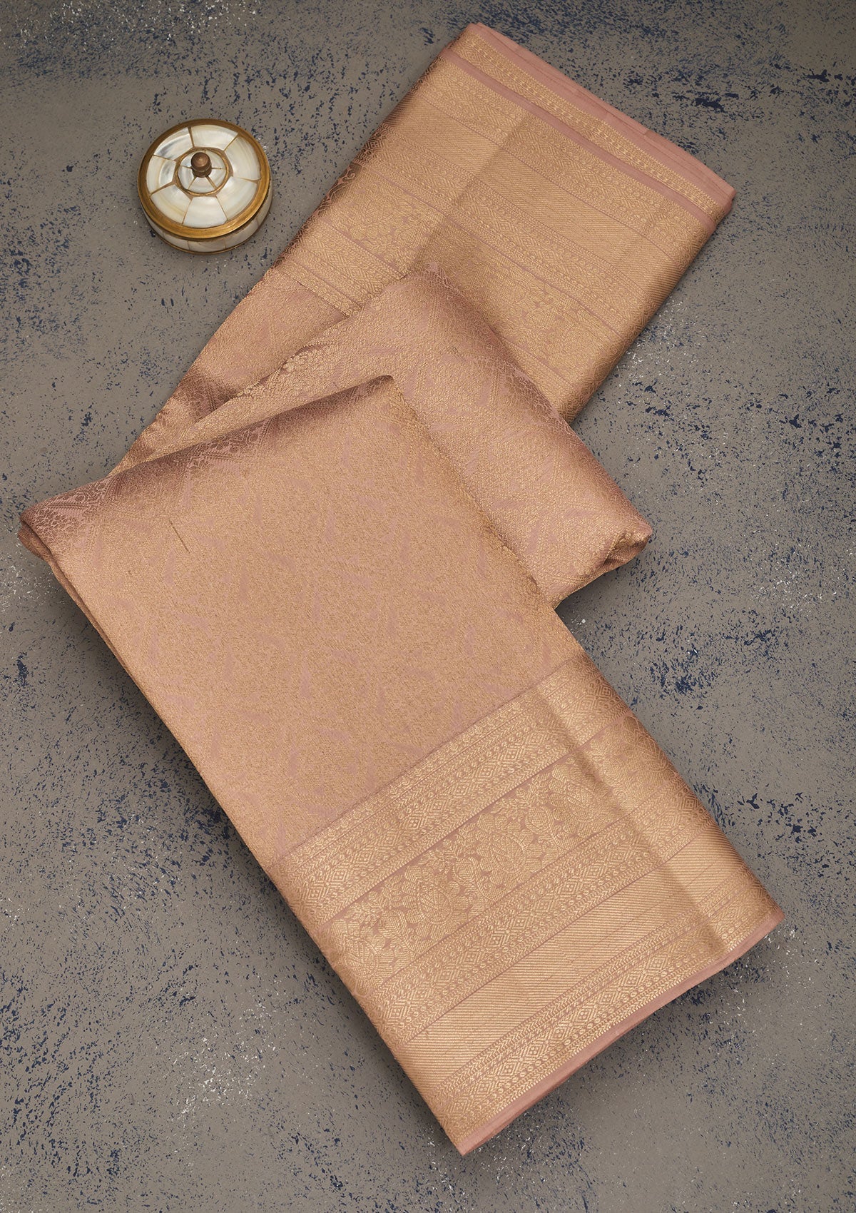 Koskii Light Brown Zariwork Pure Silk Saree – Women's