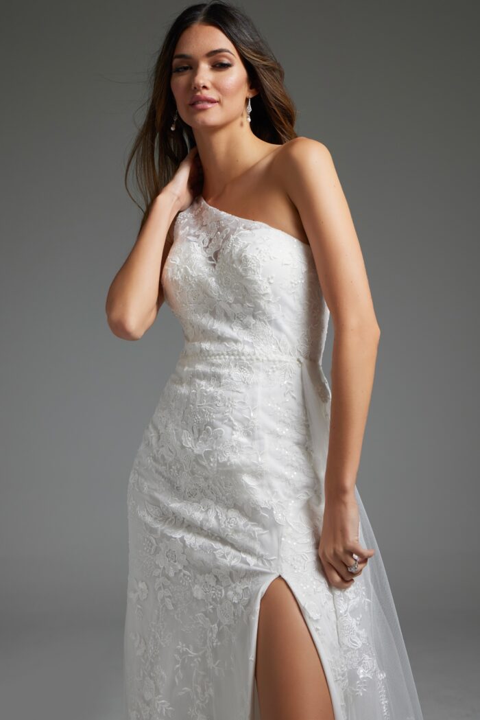 Jovani JB37601 Long Bridal Gown High Slit Wedding Dress - view 4