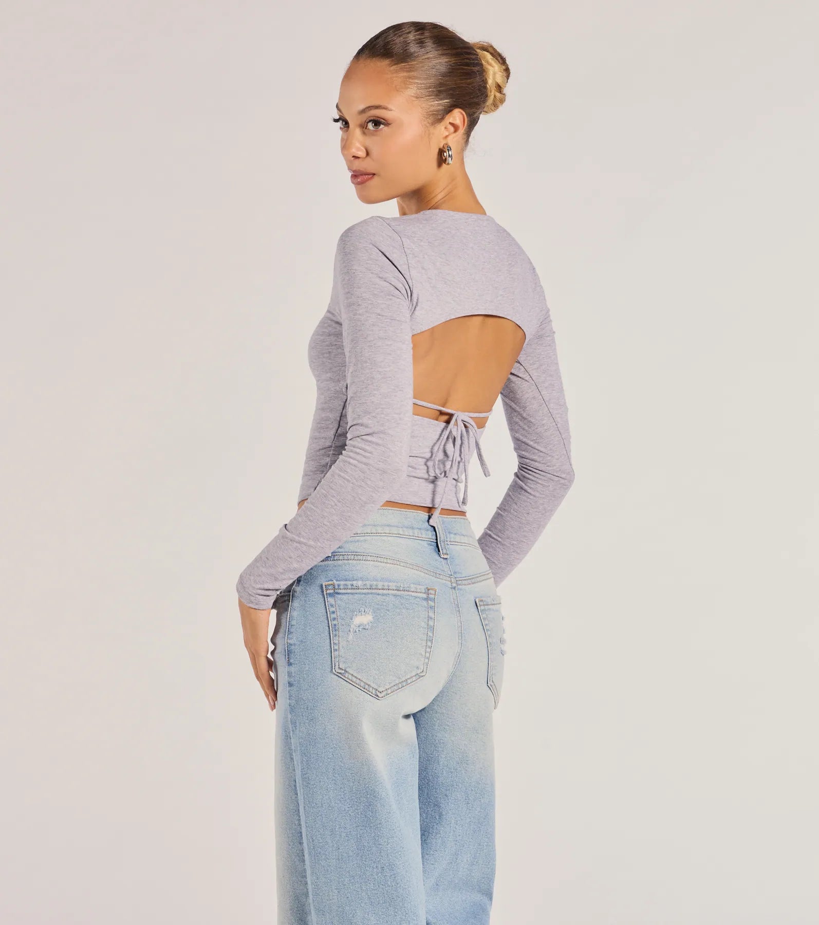 Windsor Elevated Staple Open Back Long Sleeve Top - view 6
