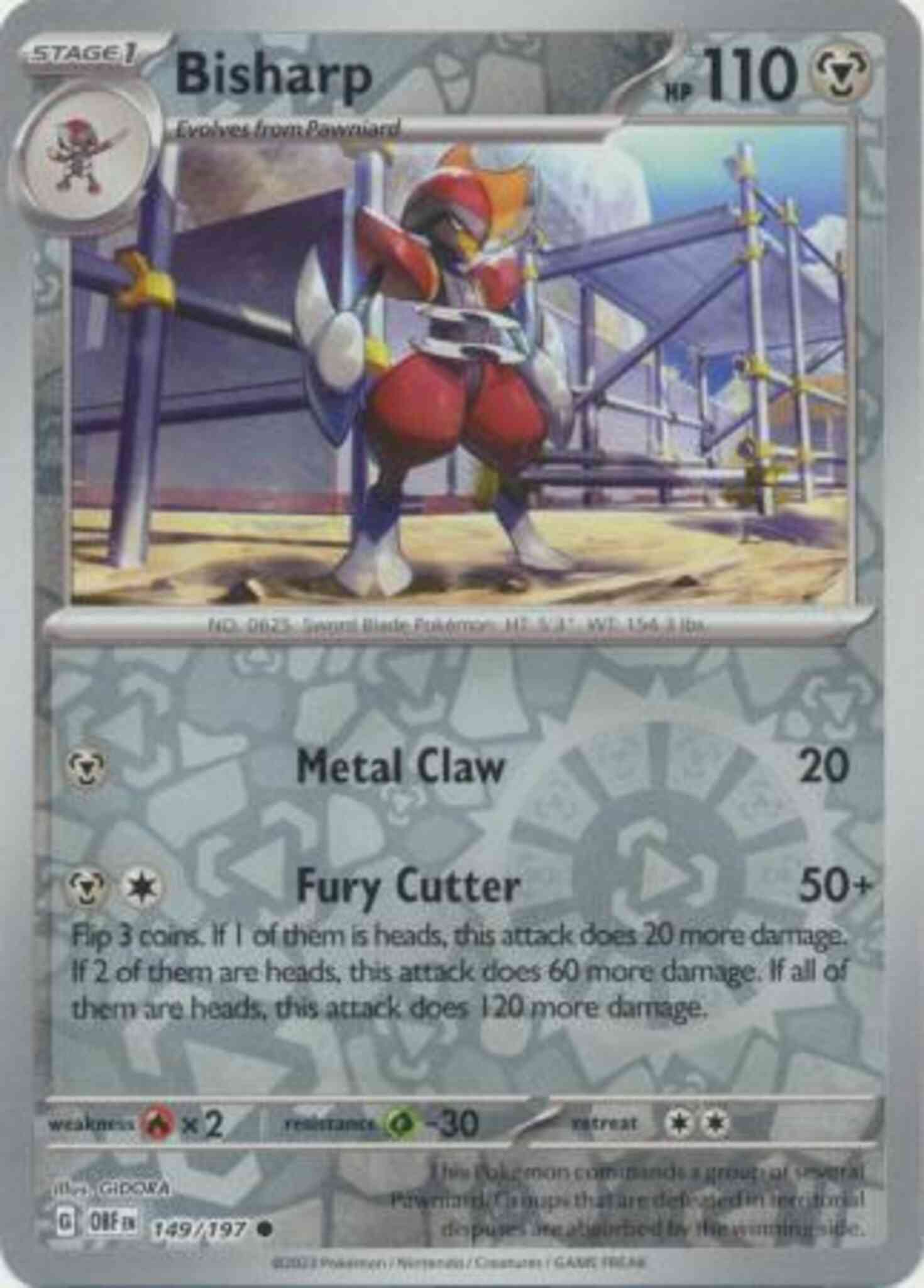 Common sv03-149 reverse – Pokémon Bisharp - 149/197 - Common [sv03-149] [Reverse Holo]