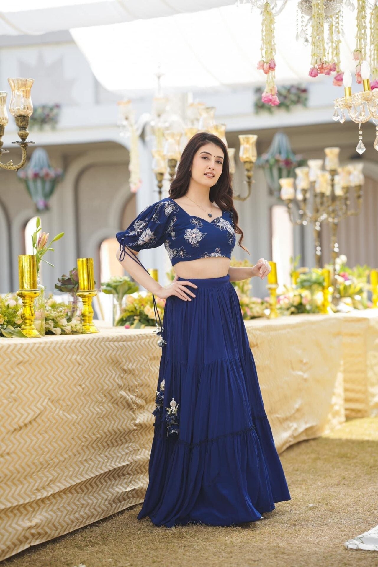 Idaho-o Marshall blue crepe Croptop-skirt - view 2