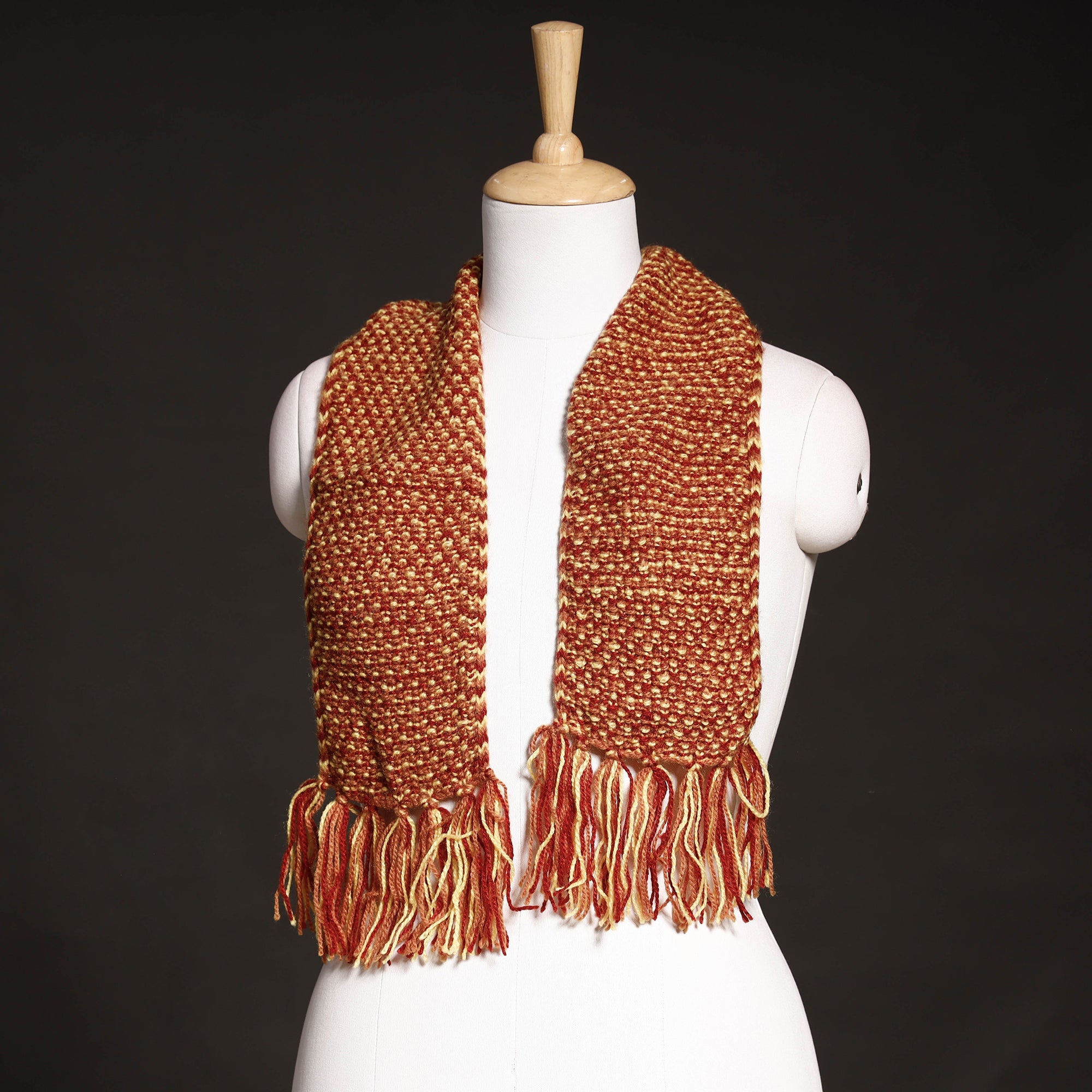 KILMORA Brown - Kumaun Hand Knitted Woolen Muffler (66 in)