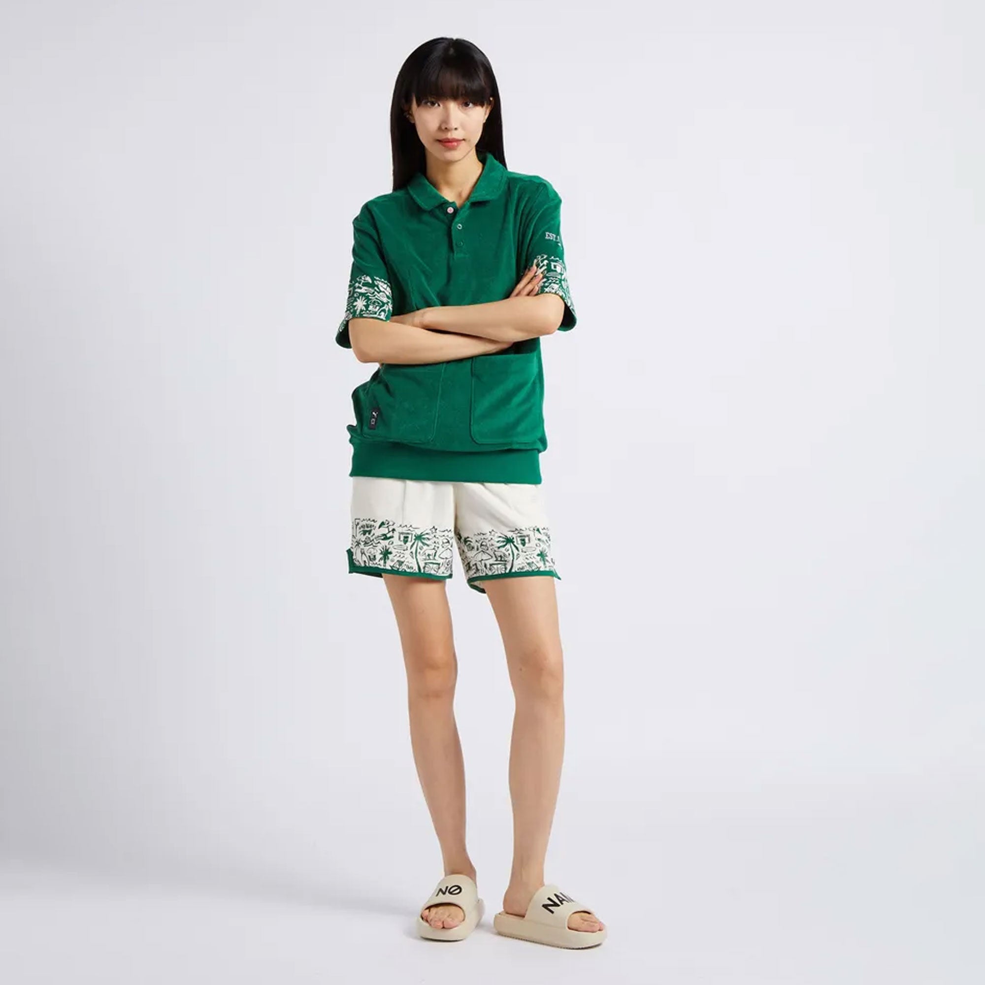 Puma | The Fairgrounds Terry Basketball Shorts { Frosted Lvory - view 6