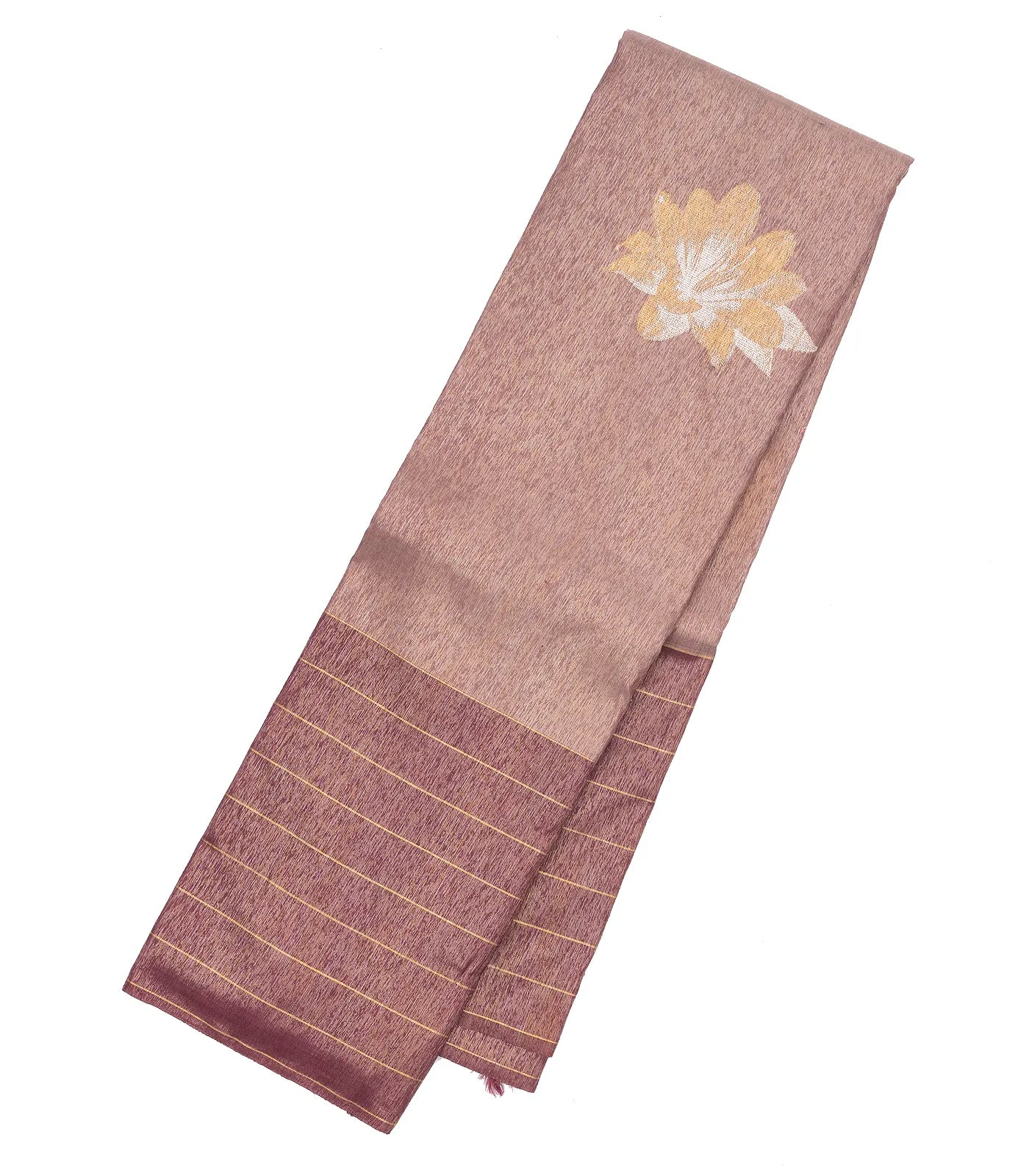 RmKV Dusty Pink Handloom Kanchipuram Silk Saree With Floral Buttas