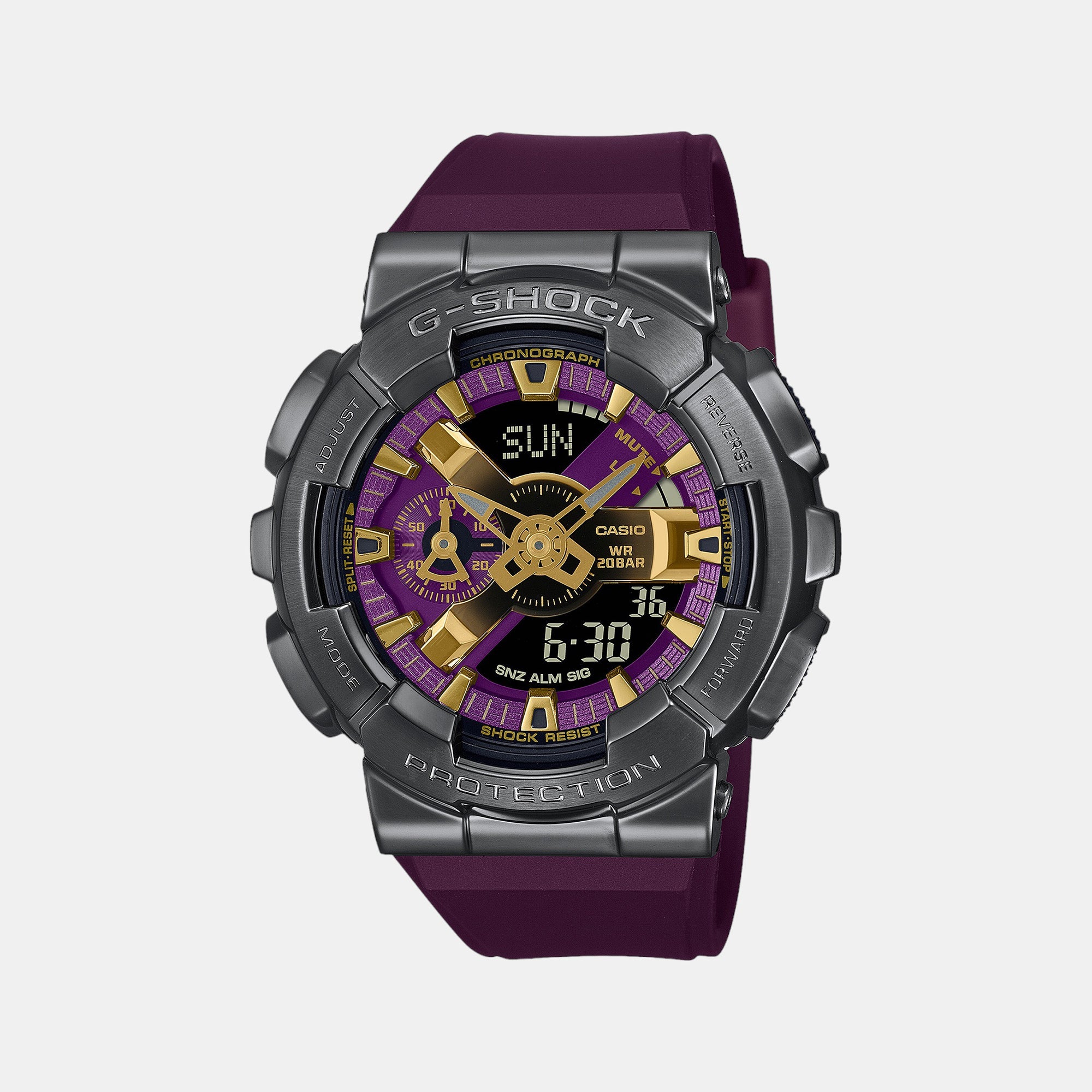 Casio G-Shock Men Quartz Purple Dial Analog-Digital Resin Watch G1435