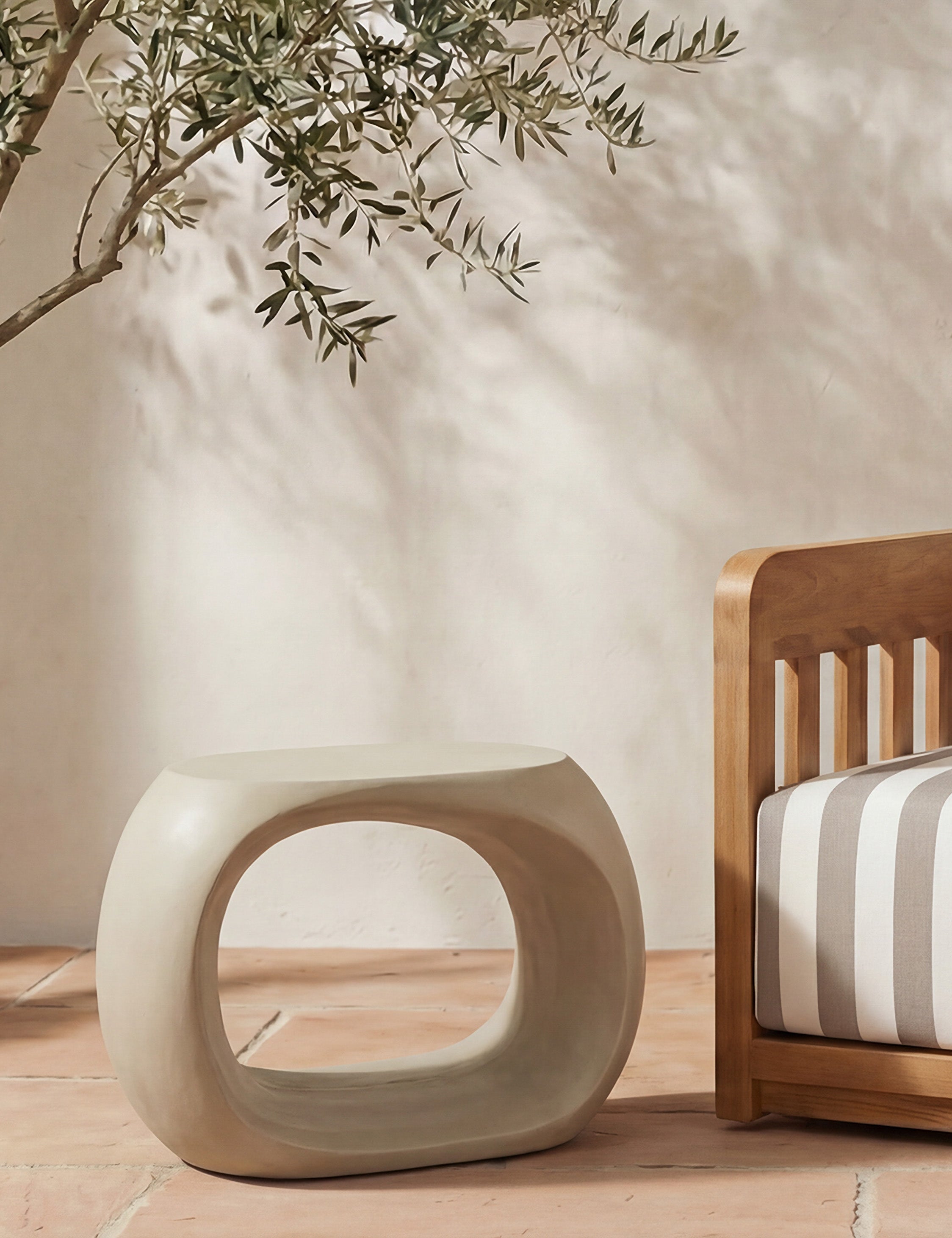 Lulu and Georgia Sowa Indoor / Outdoor Stool – Cream - view 2