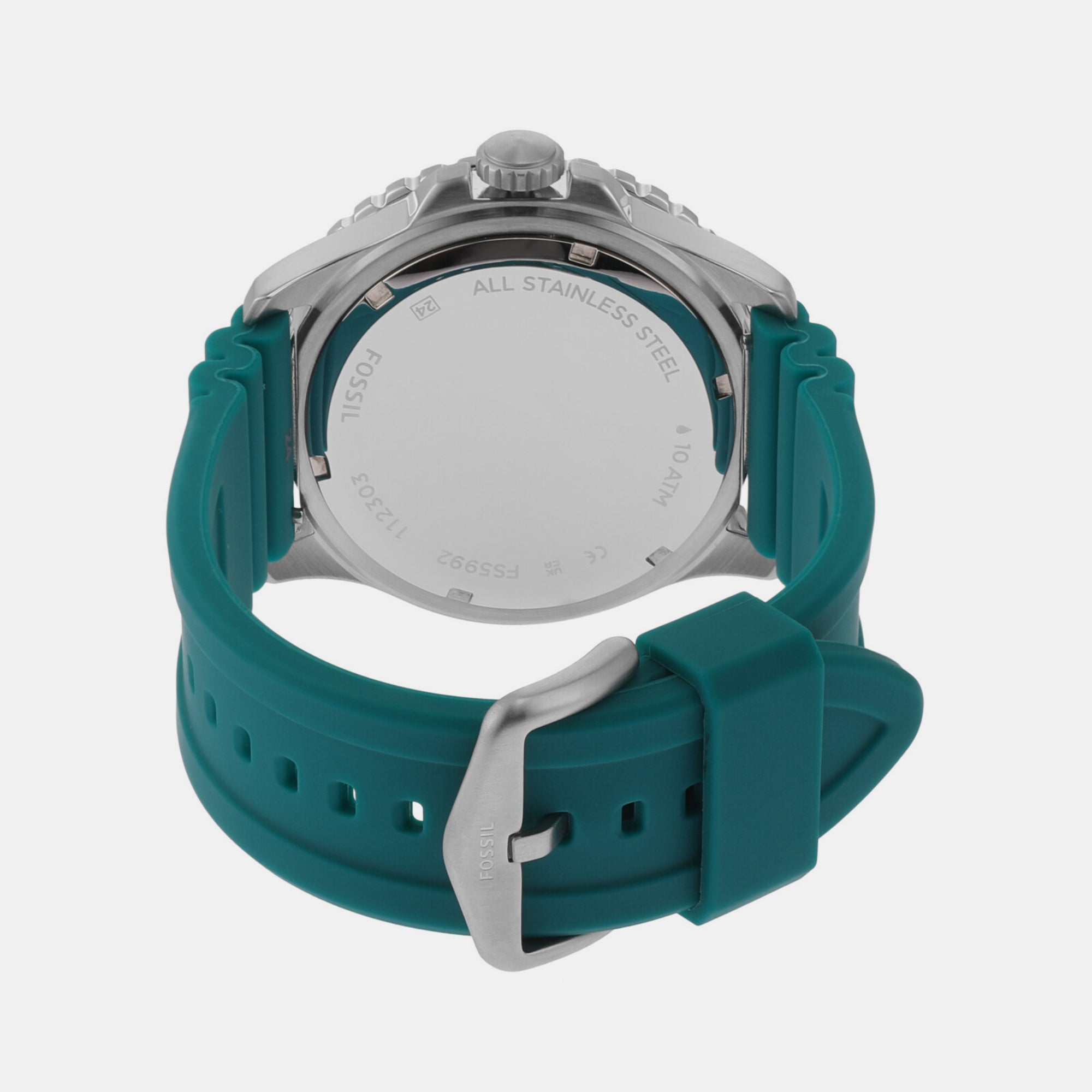 Fossil Blue Gmt Men Quartz Green Dial Analog Silicone Watch FS5992 - view 2