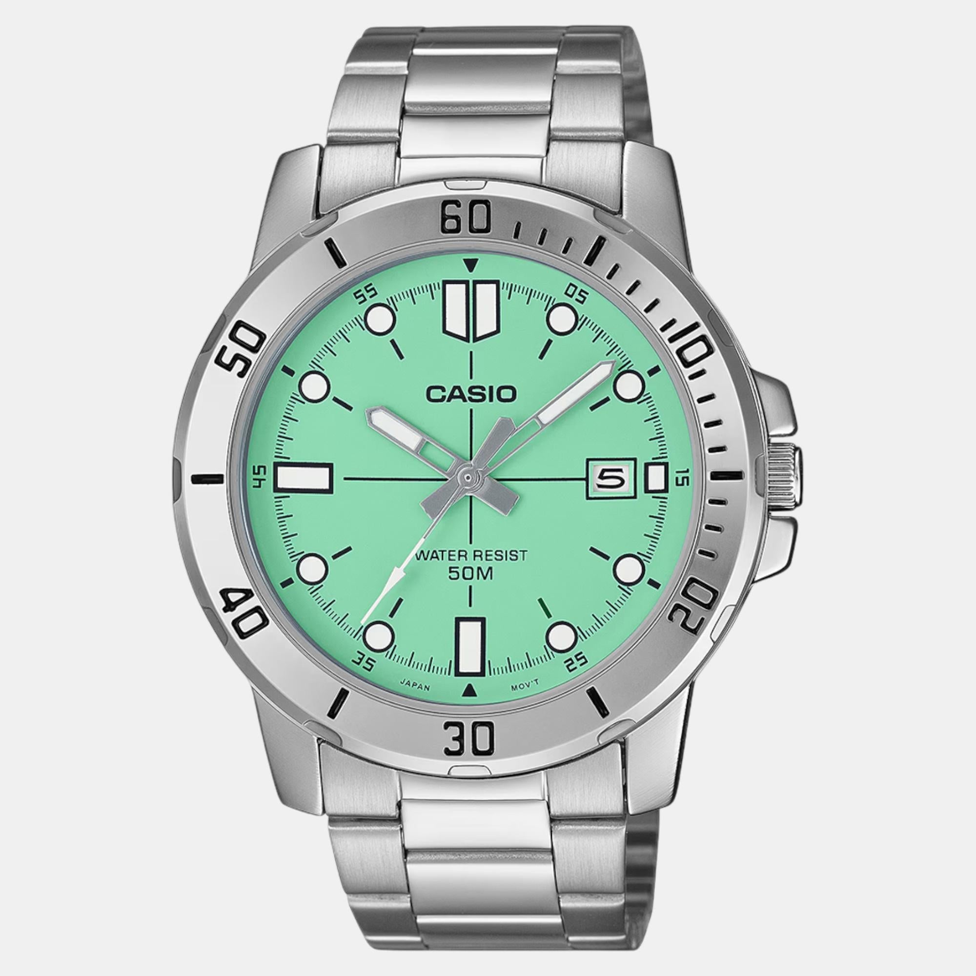 Casio Enticer Men Quartz Blue Dial Analog Stainless Steel Watch A2336