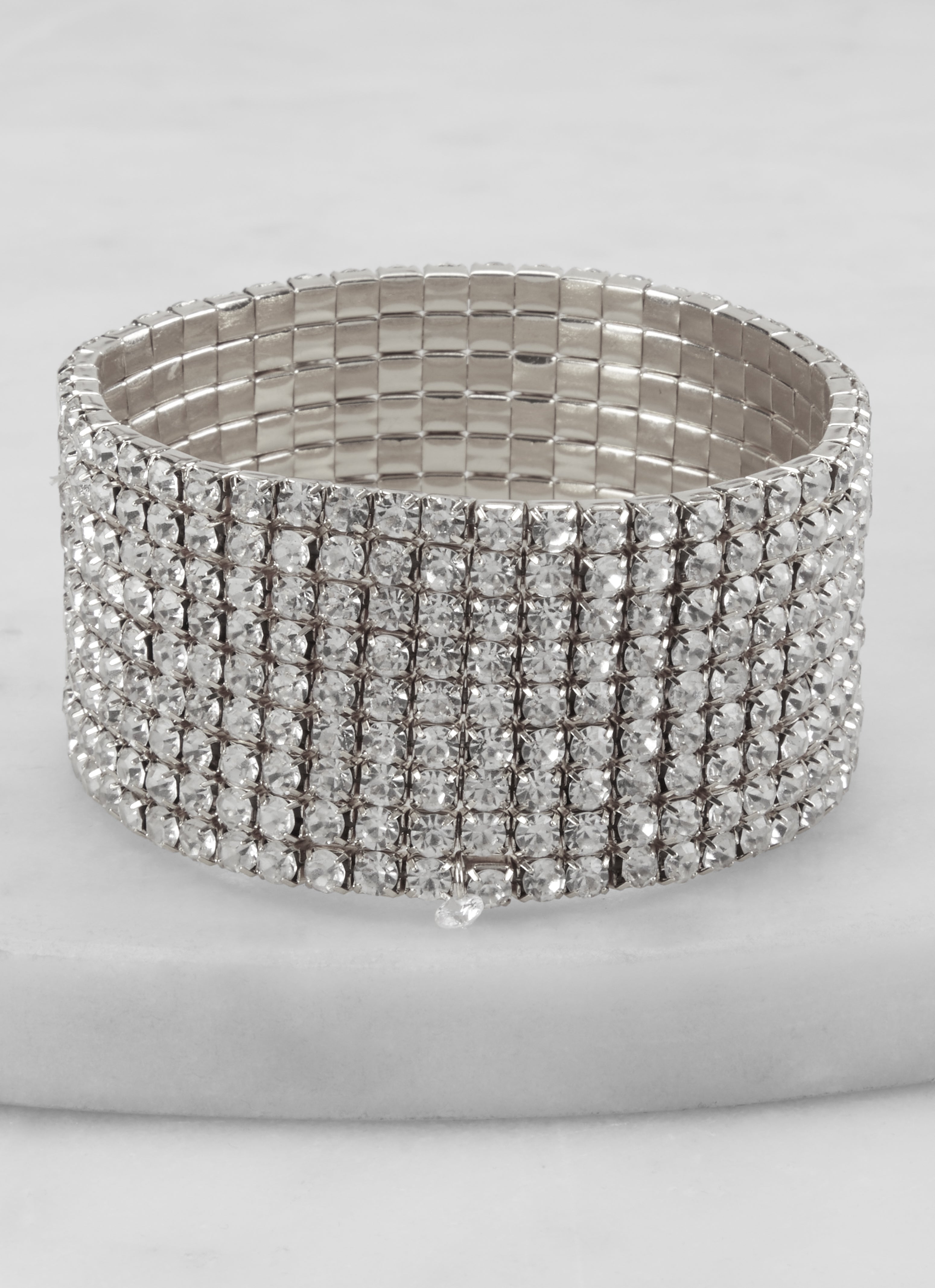 Rainbow Shops Plus Size Rhinestone Stretch Bracelet - view 2